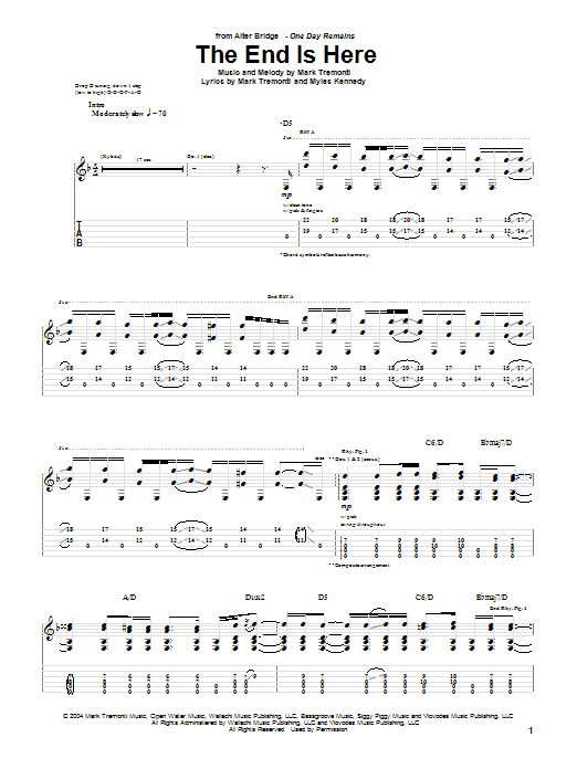 Download Alter Bridge The End Is Here Sheet Music