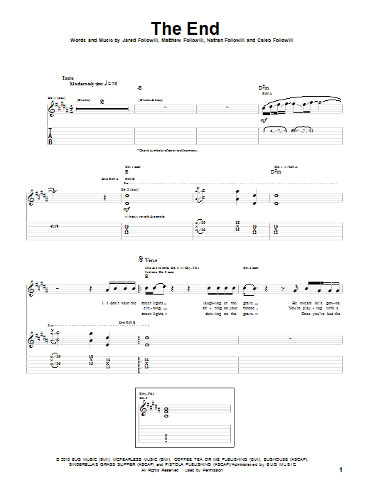 Download Kings Of Leon The End Sheet Music