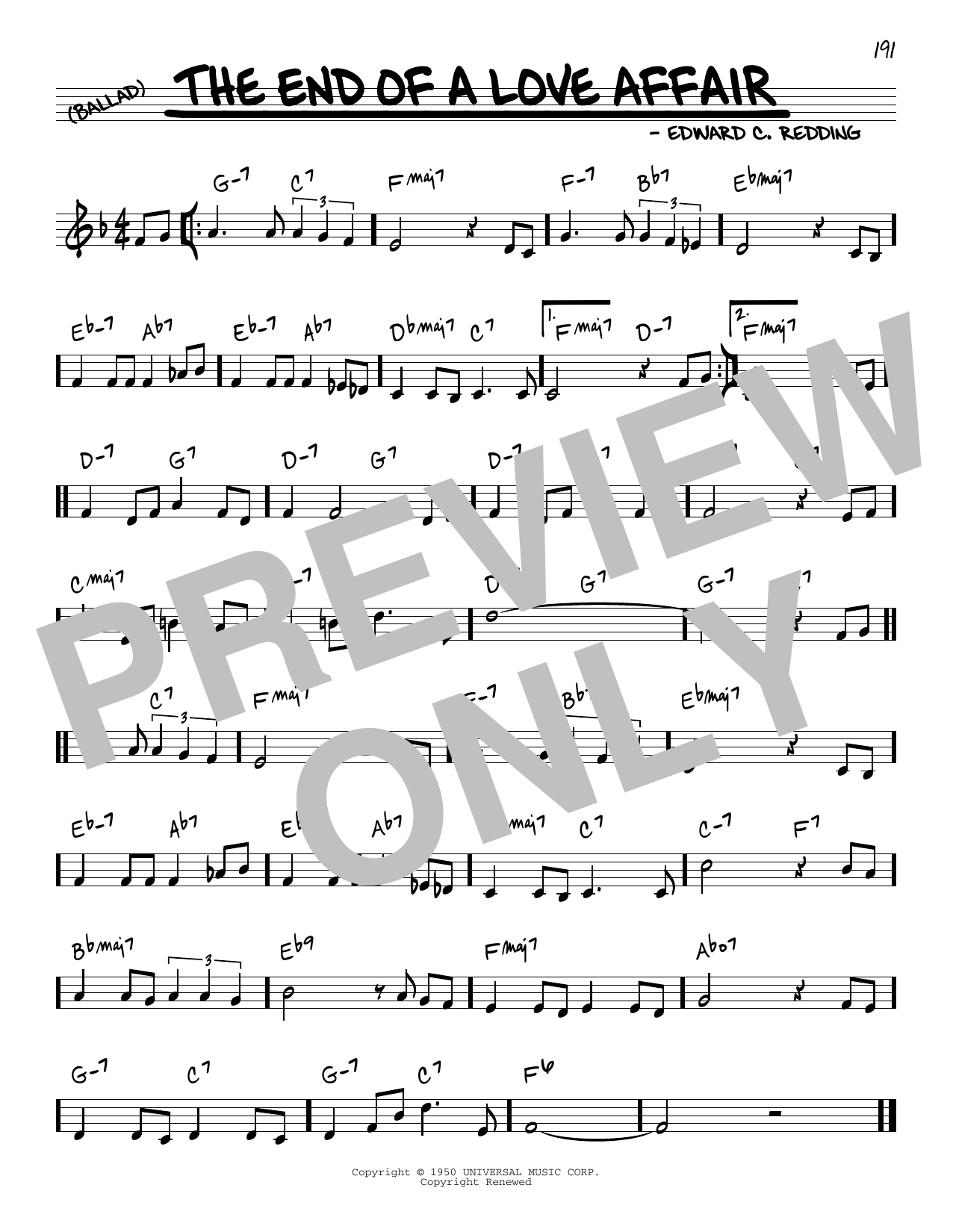 Download Frank Sinatra The End Of A Love Affair Sheet Music