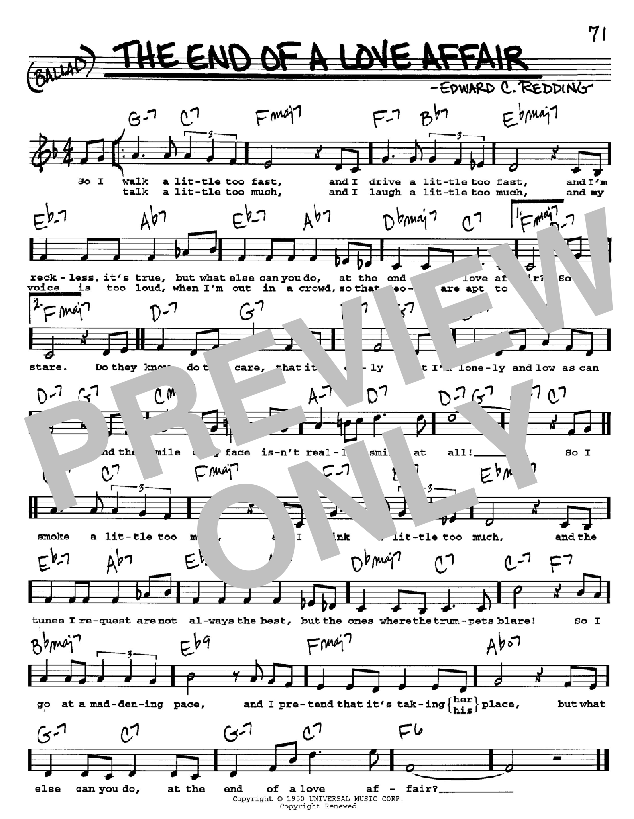 Download Frank Sinatra The End Of A Love Affair Sheet Music