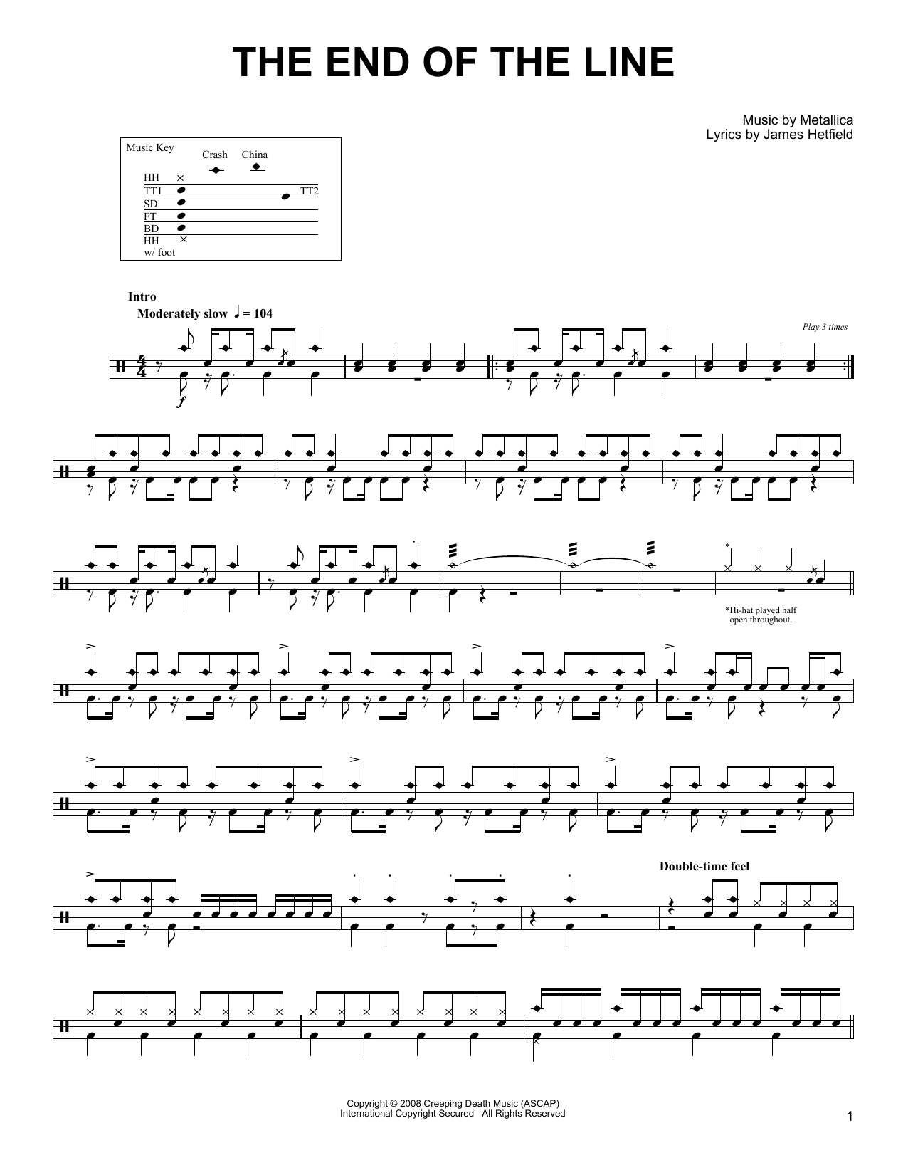Download Metallica The End Of The Line Sheet Music