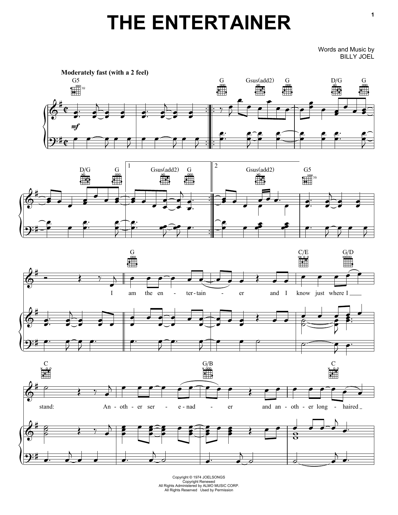 Download Billy Joel The Entertainer Sheet Music