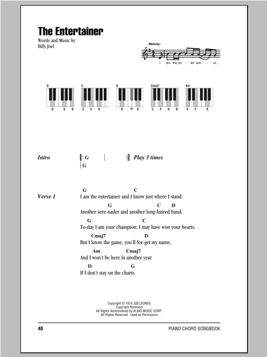 Download Billy Joel The Entertainer Sheet Music