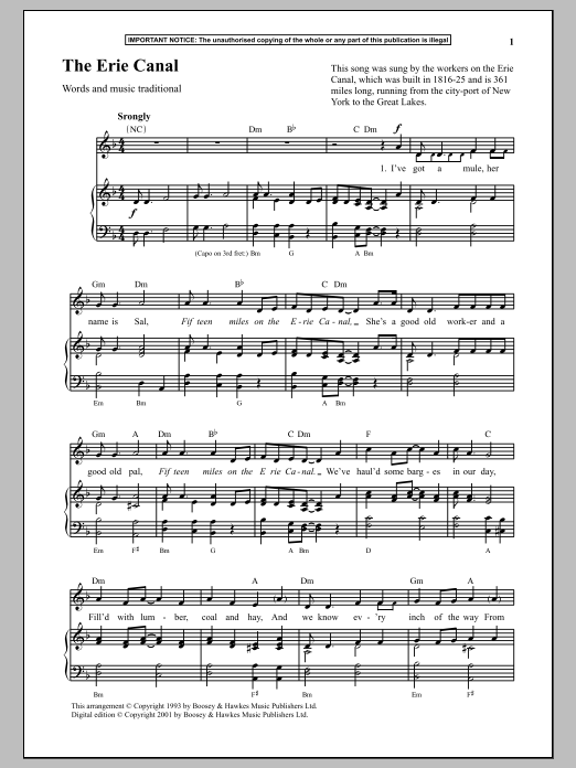 Download Traditional The Erie Canal Sheet Music