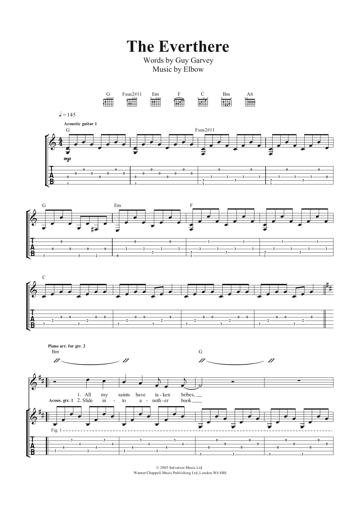 Download Elbow The Everthere Sheet Music