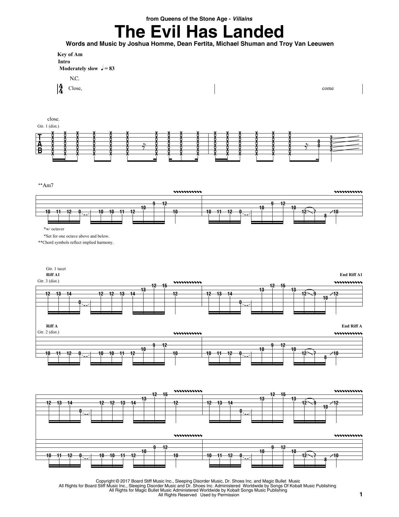 Download Queens Of The Stone Age The Evil Has Landed Sheet Music