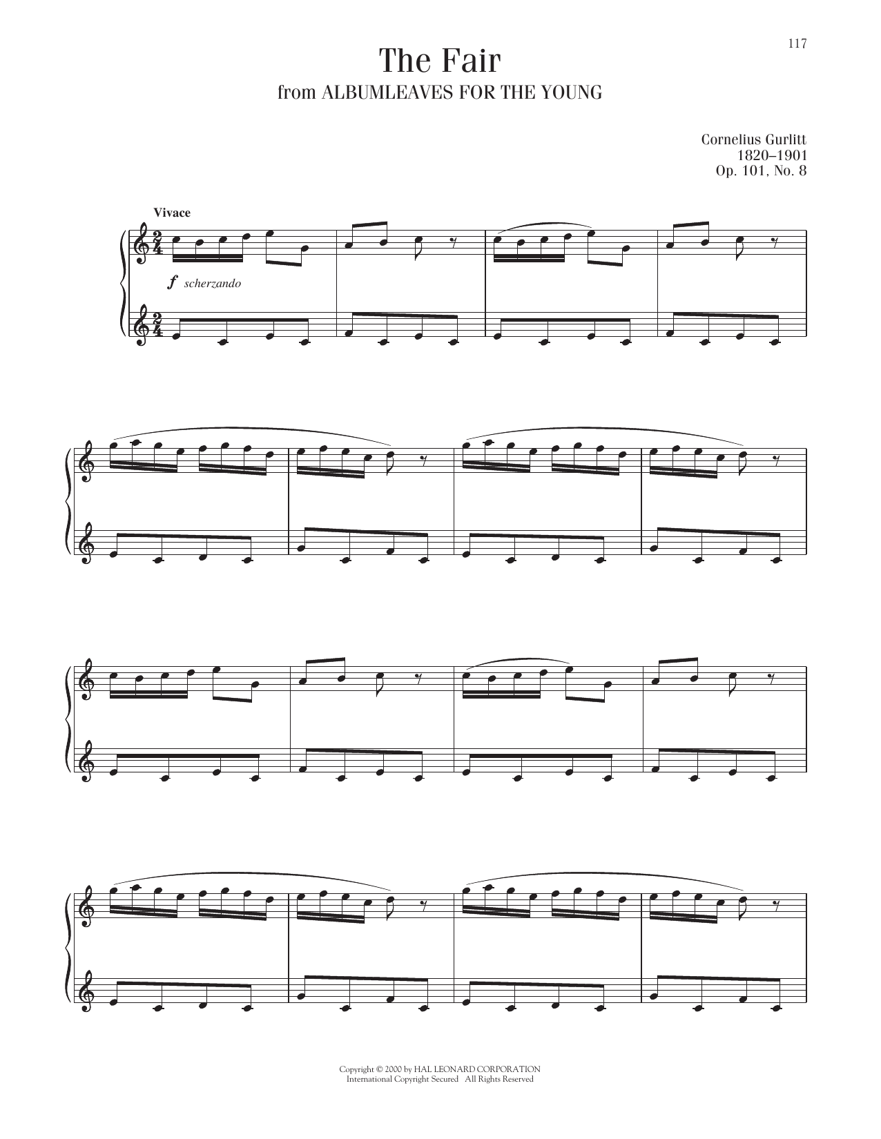 Cornelius Gurlitt The Fair, Op. 101, No. 8 sheet music notes printable PDF score