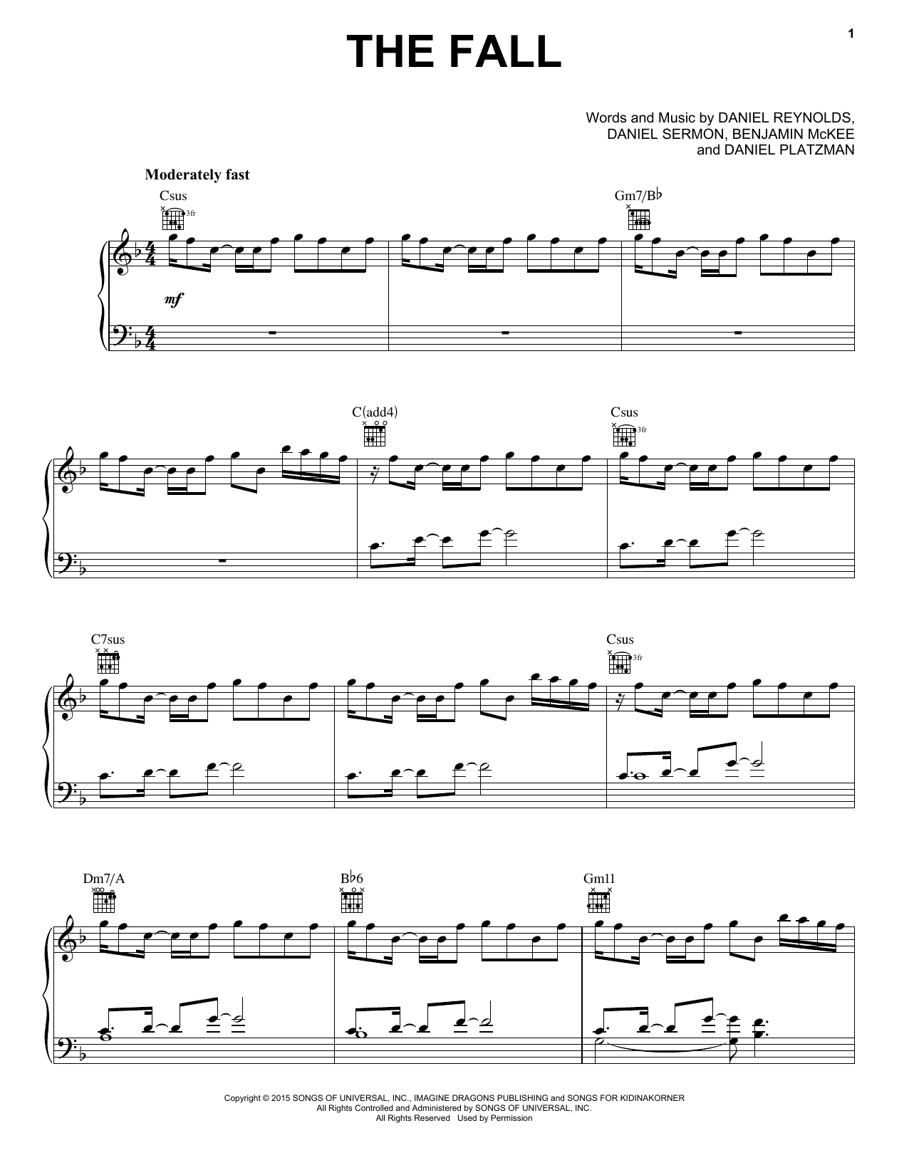 Download Imagine Dragons The Fall Sheet Music