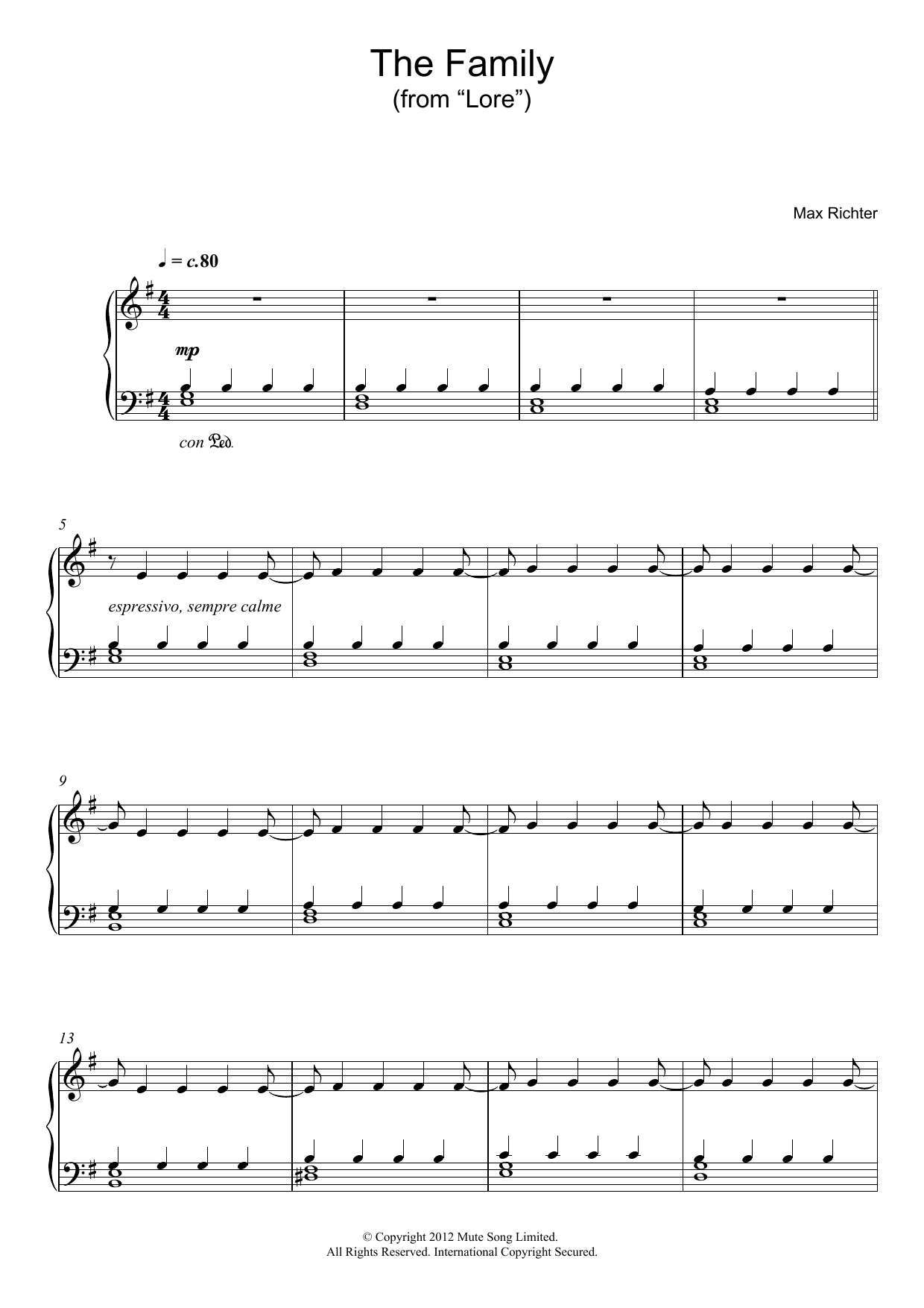 Download Max Richter The Family (from “Lore”) Sheet Music