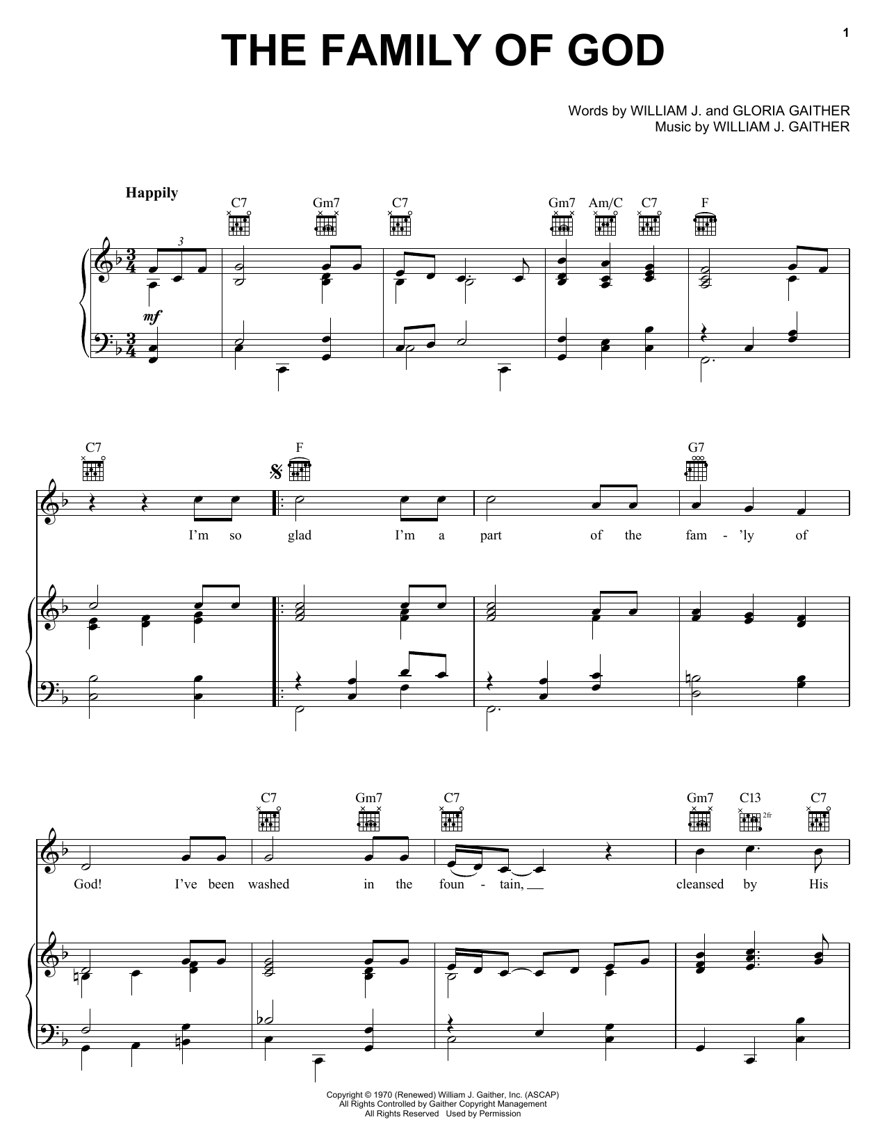 Download Bill & Gloria Gaither The Family Of God Sheet Music
