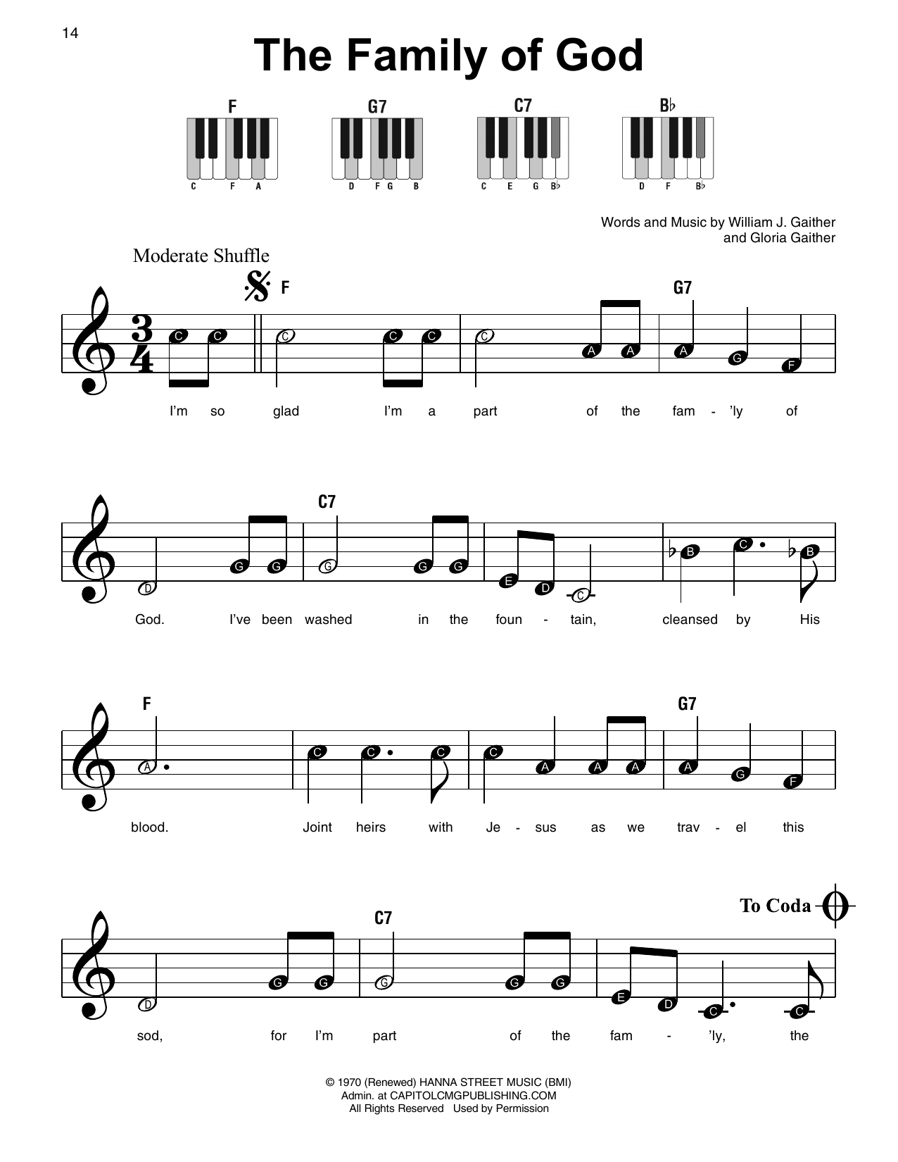 Download Gloria Gaither The Family Of God Sheet Music