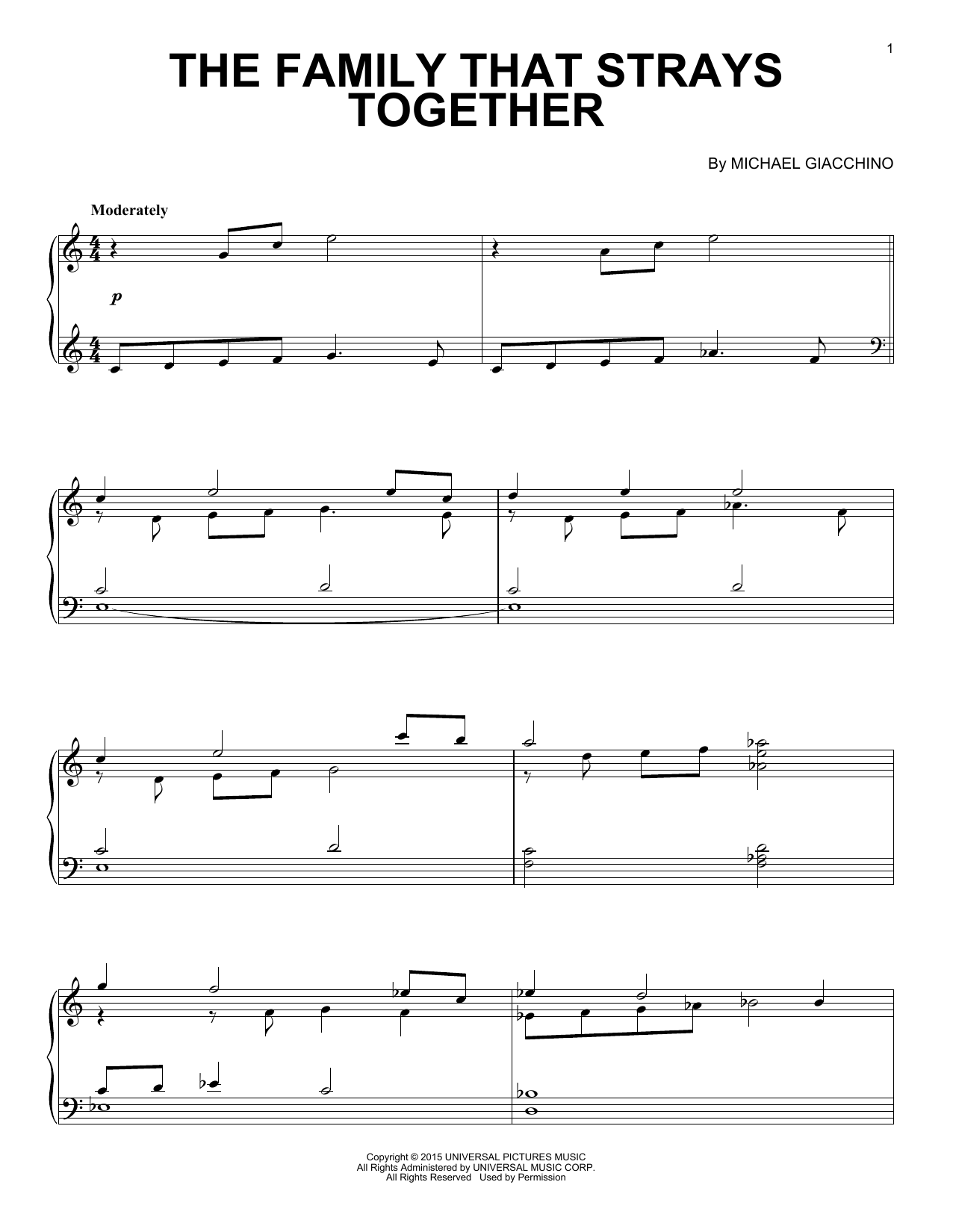 Download Michael Giacchino The Family That Strays Together Sheet Music