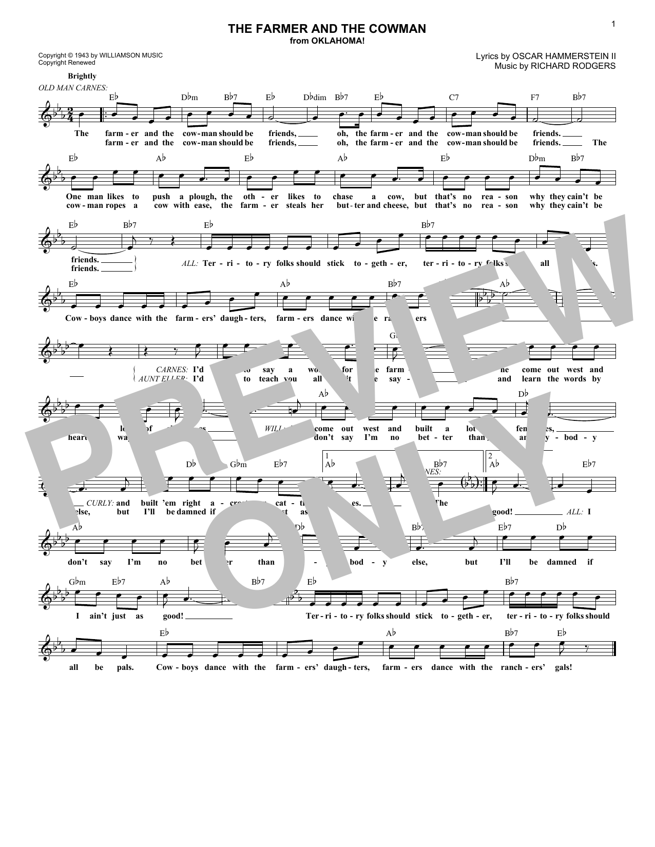 Download Rodgers & Hammerstein The Farmer And The Cowman (from Oklahom Sheet Music