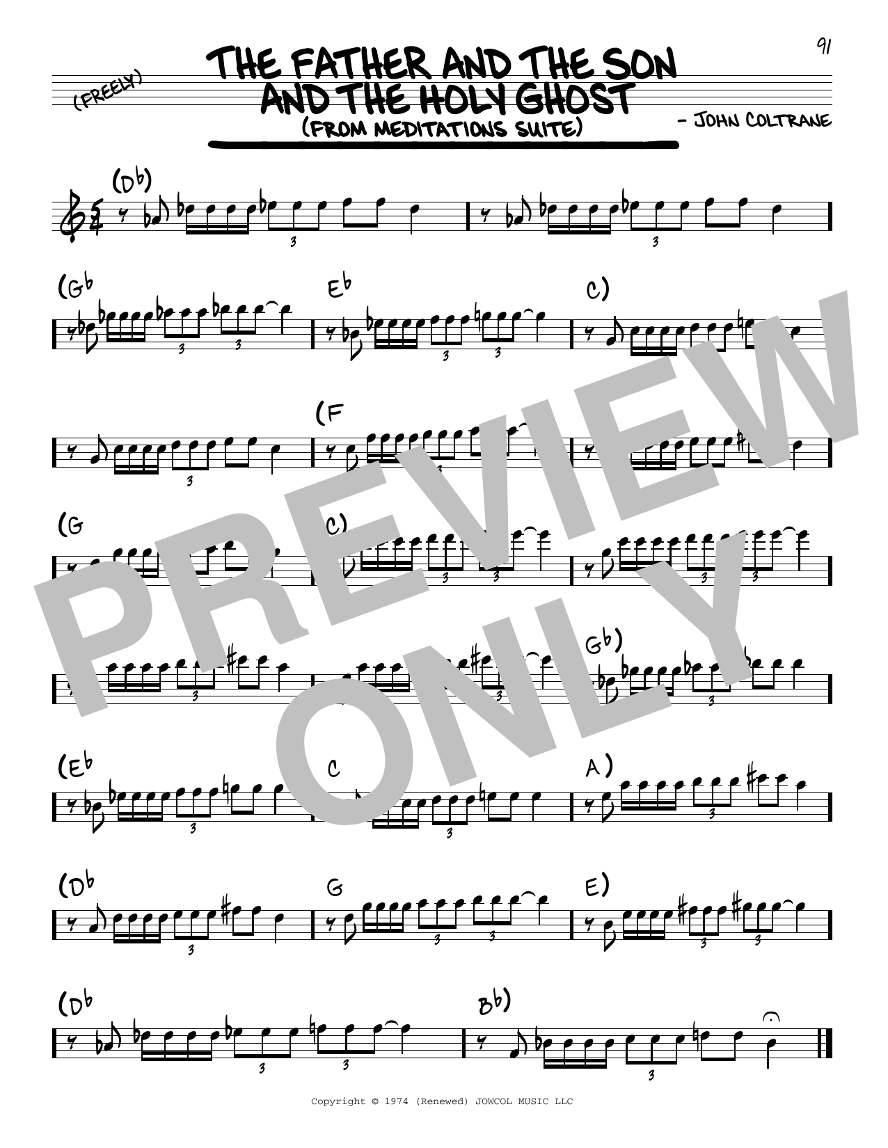 Download John Coltrane The Father And The Son And The Holy Gho Sheet Music