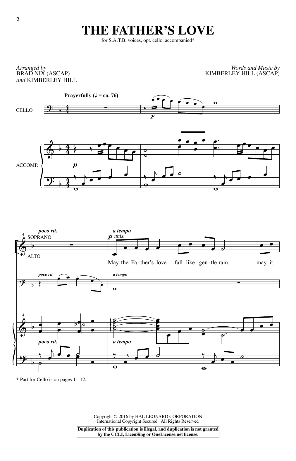 Download Brad Nix The Father's Love Sheet Music