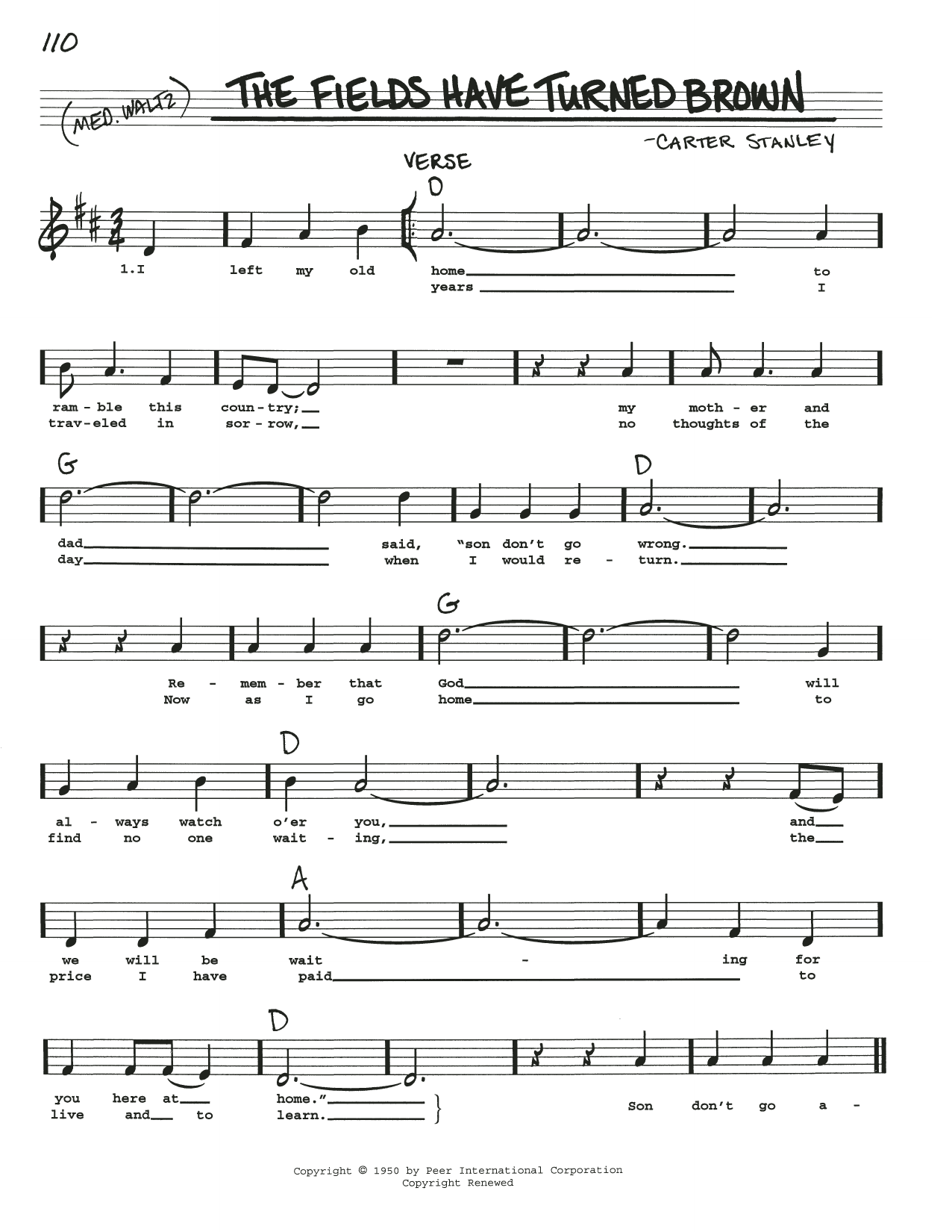 Download Stanley Carter The Fields Have Turned Brown Sheet Music