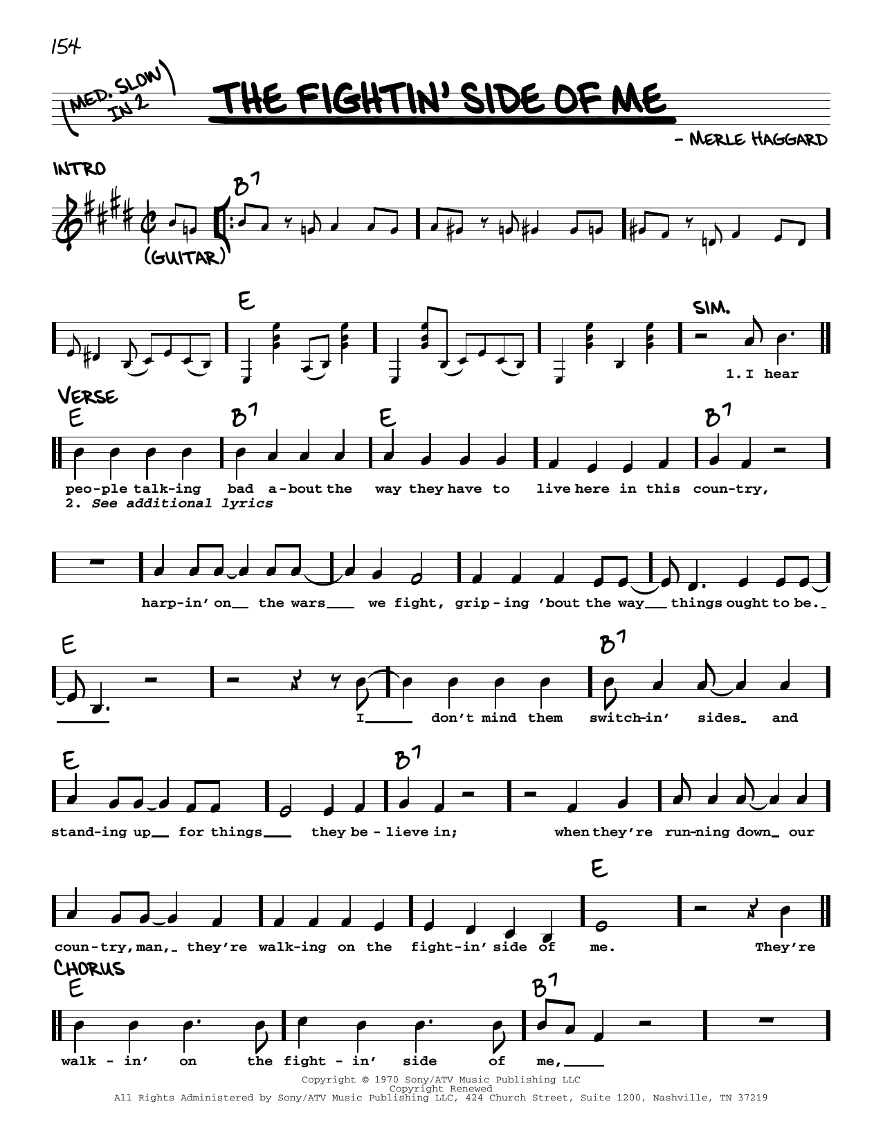 Download Merle Haggard The Fightin' Side Of Me Sheet Music