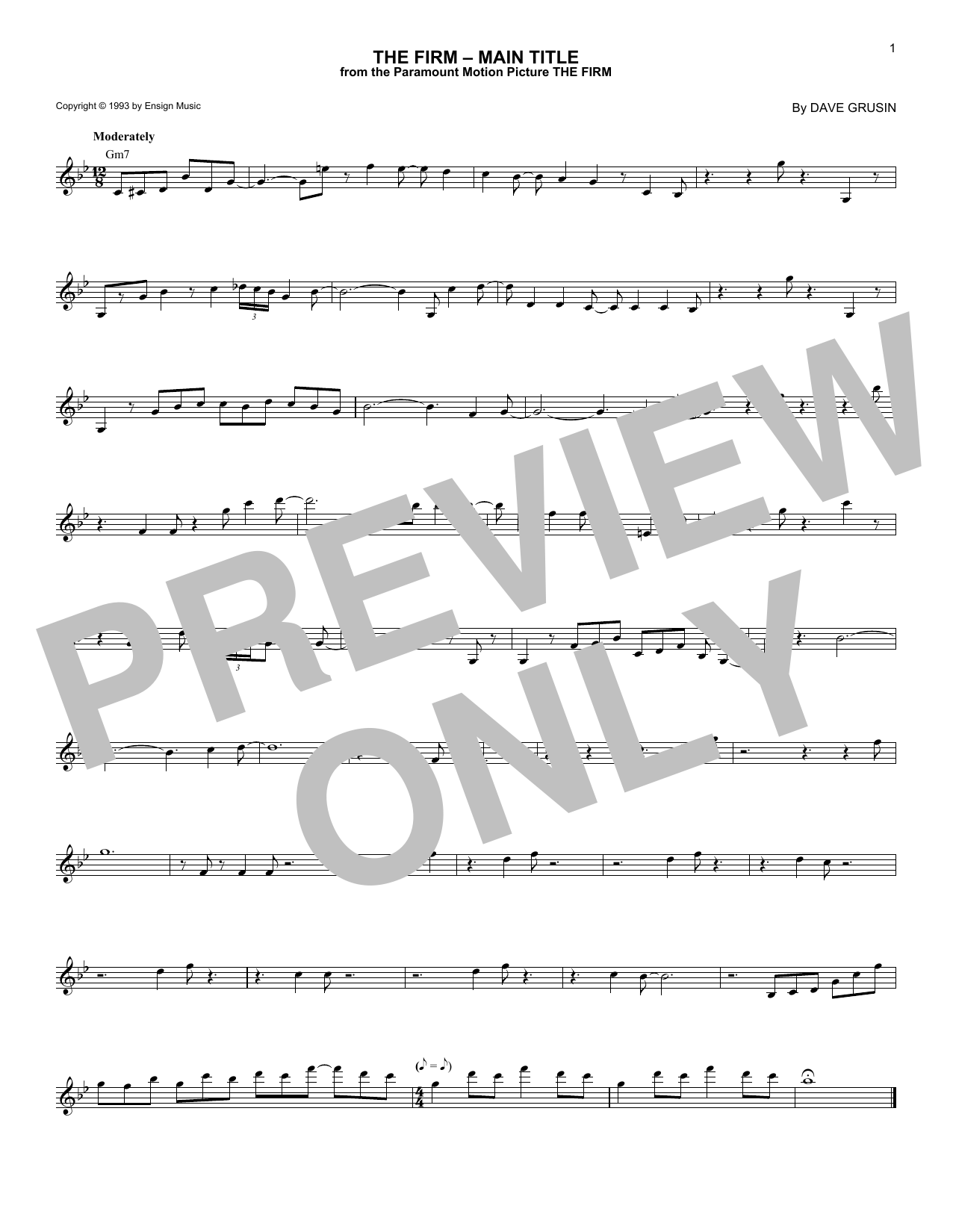 Download Dave Grusin The Firm - Main Title Sheet Music