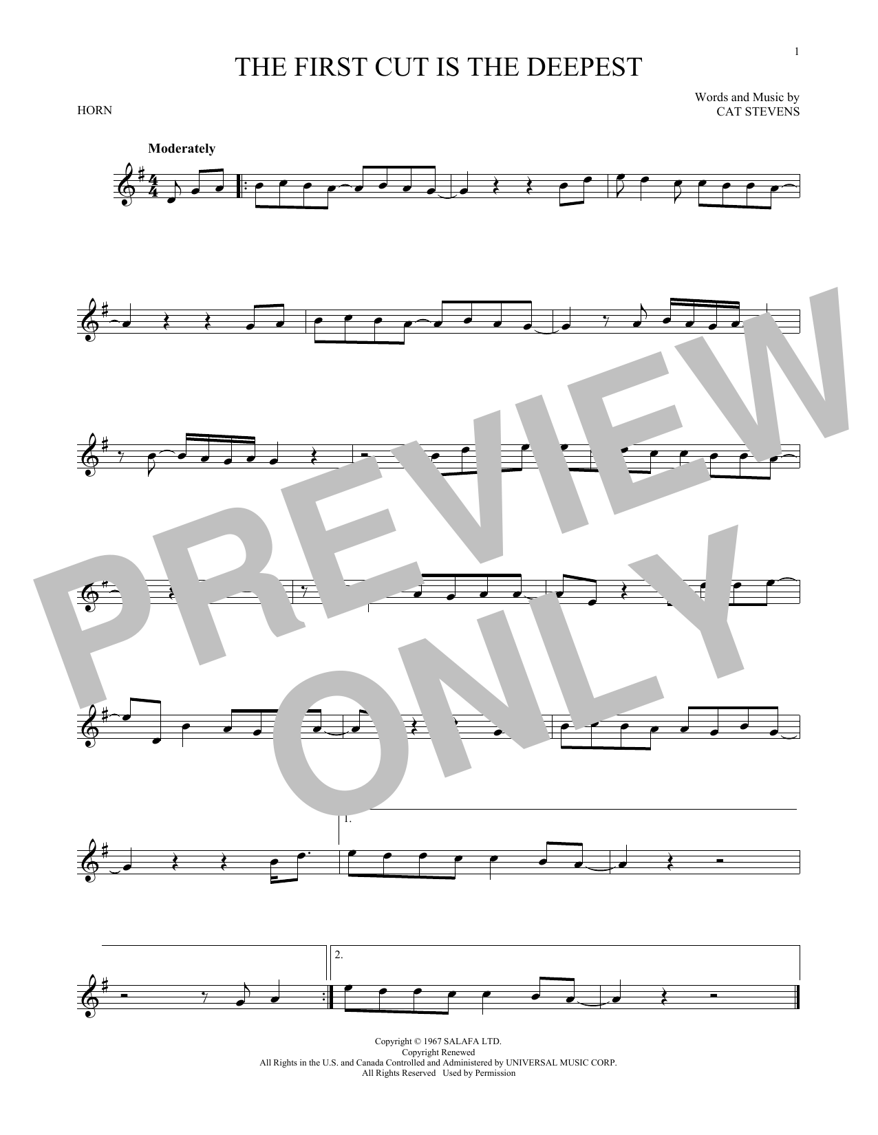 Download Cat Stevens The First Cut Is The Deepest Sheet Music