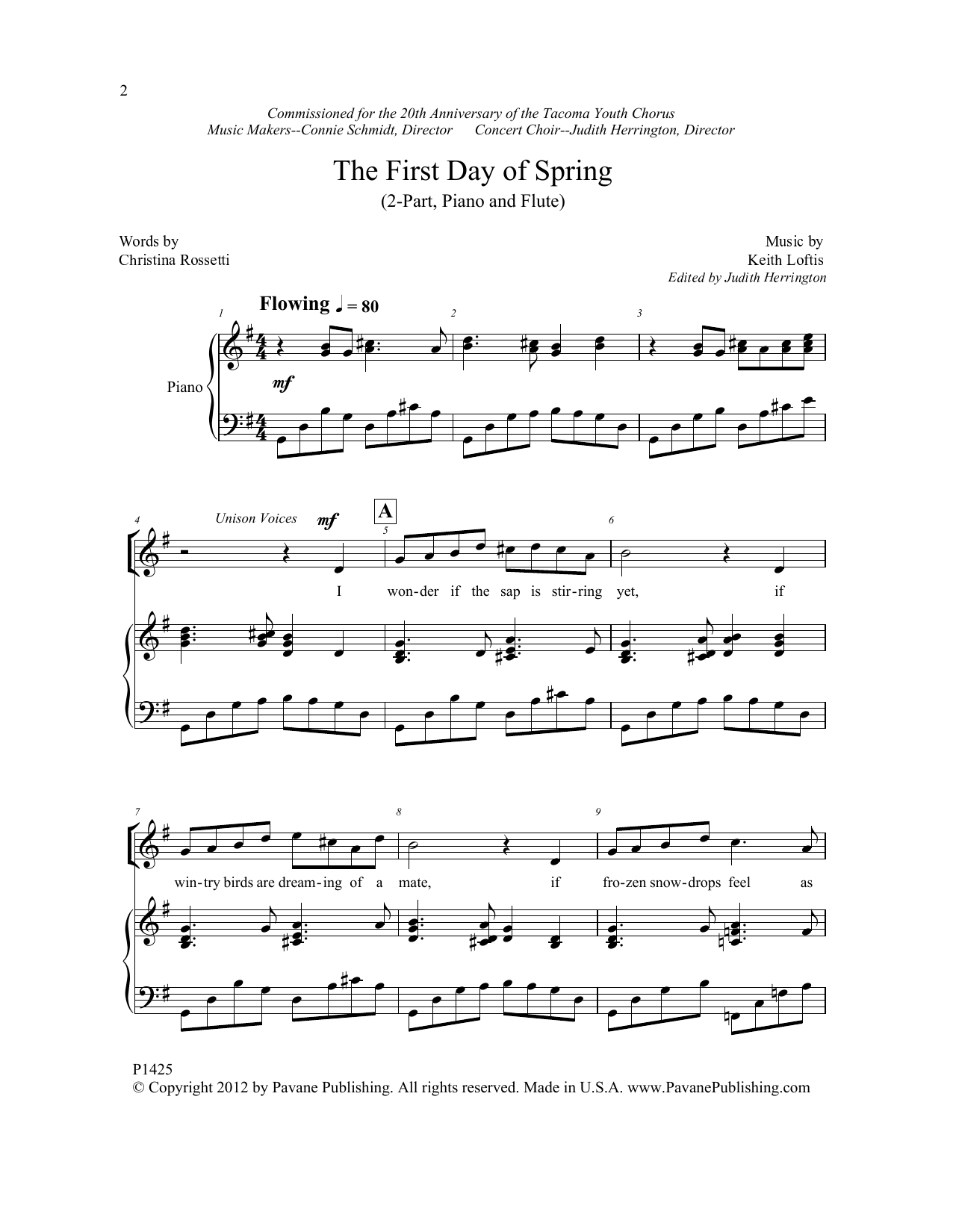 Download Christina Rossetti The First Day of Spring Sheet Music