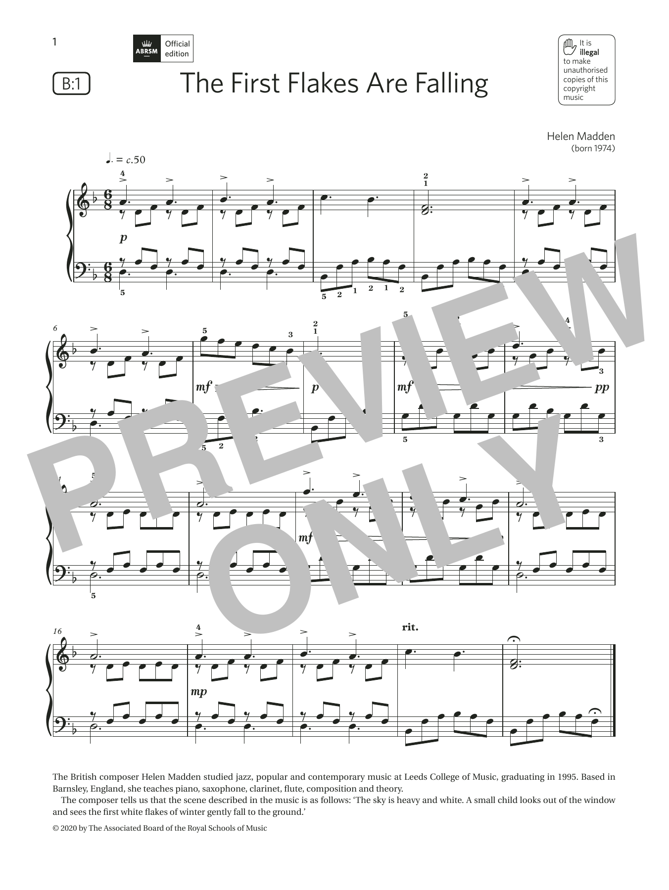Download Helen Madden The First Flakes Are Falling (Grade 2, Sheet Music