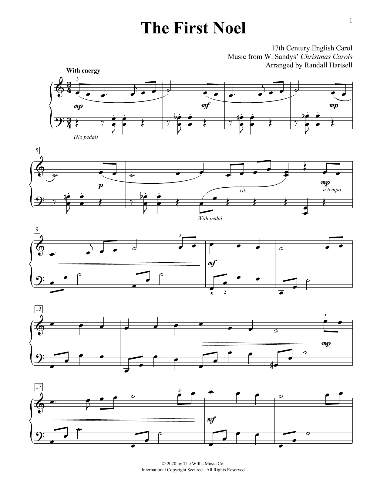 Download 17th Century English Carol The First Noel (arr. Randall Hartsell) Sheet Music