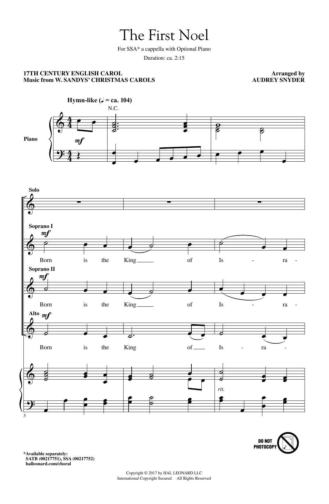 Download Audrey Snyder The First Noel Sheet Music