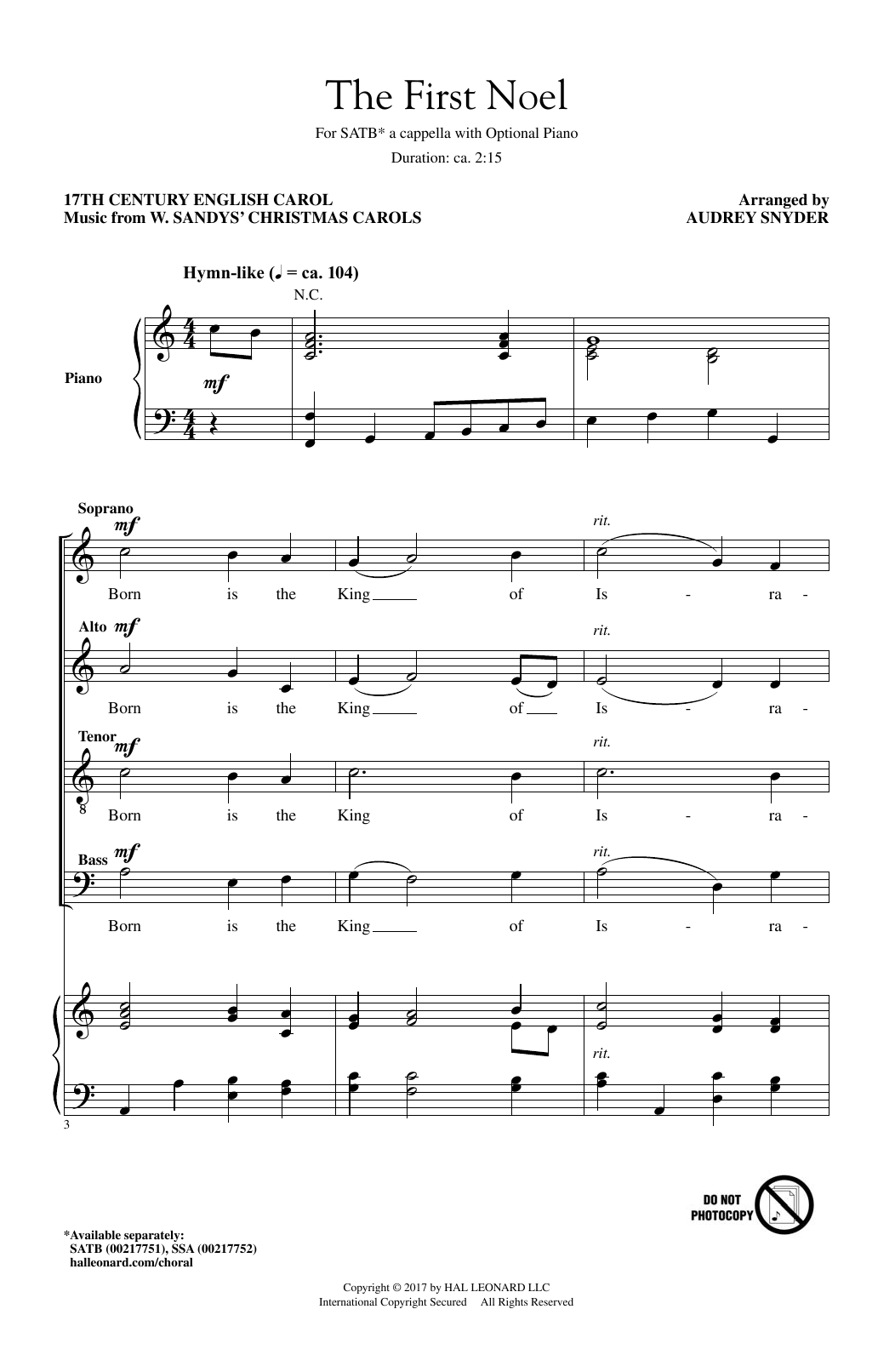 Download Audrey Snyder The First Noel Sheet Music