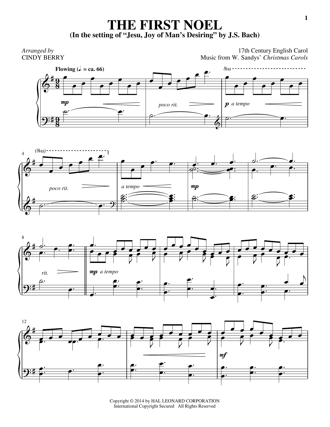 Download Cindy Berry The First Noel Sheet Music