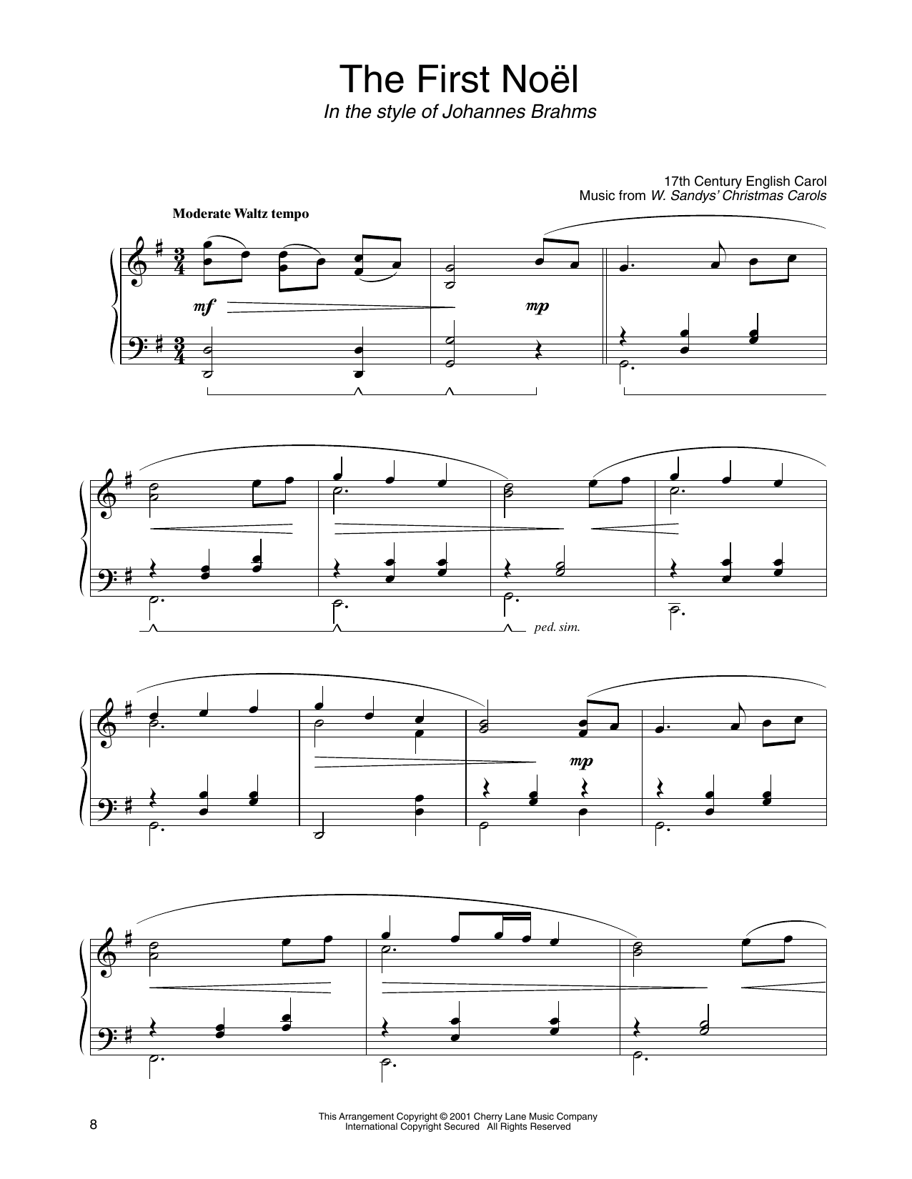 Download 17th Century English Carol The First Noel (in the style of Johanne Sheet Music