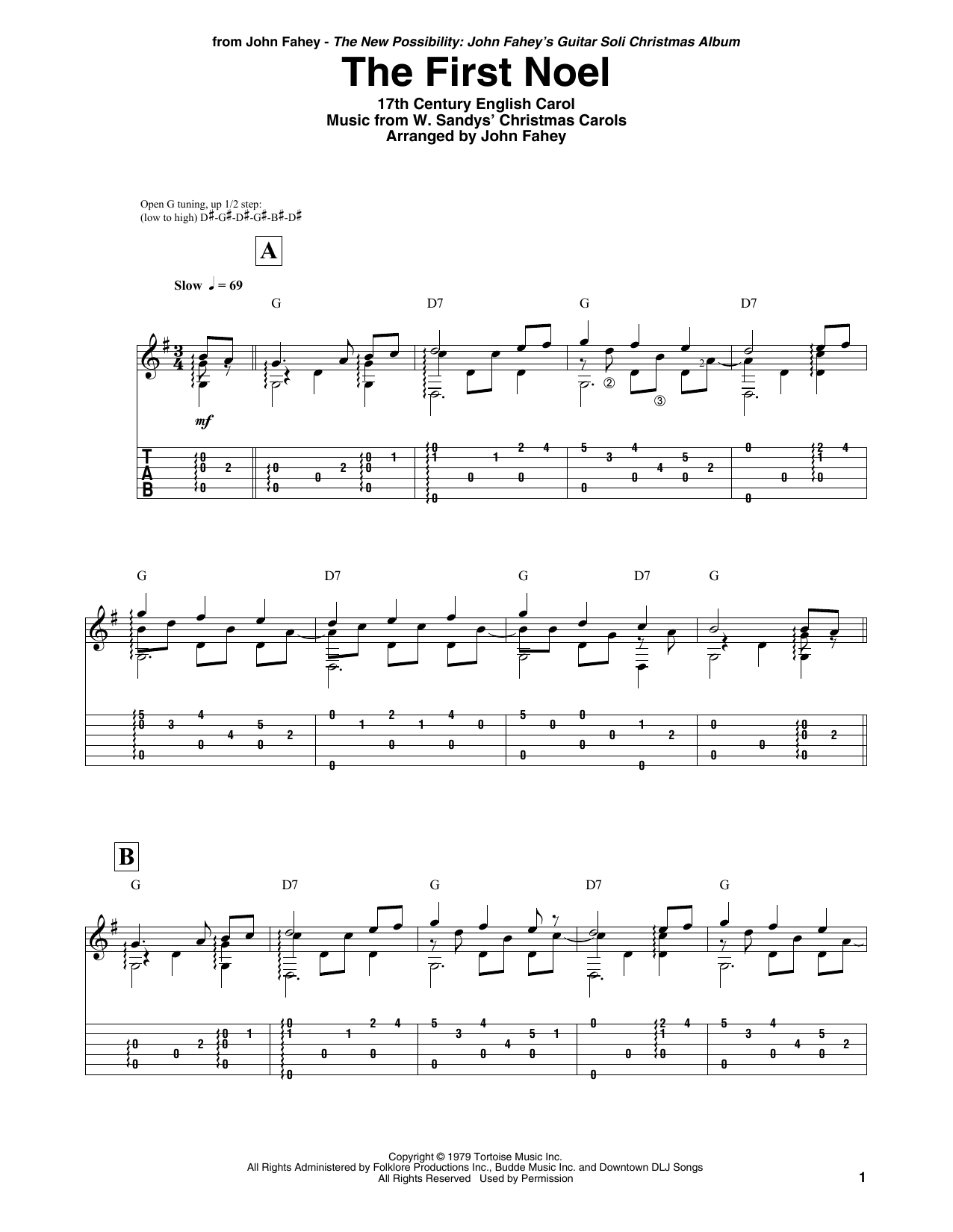 Download John Fahey The First Noel Sheet Music