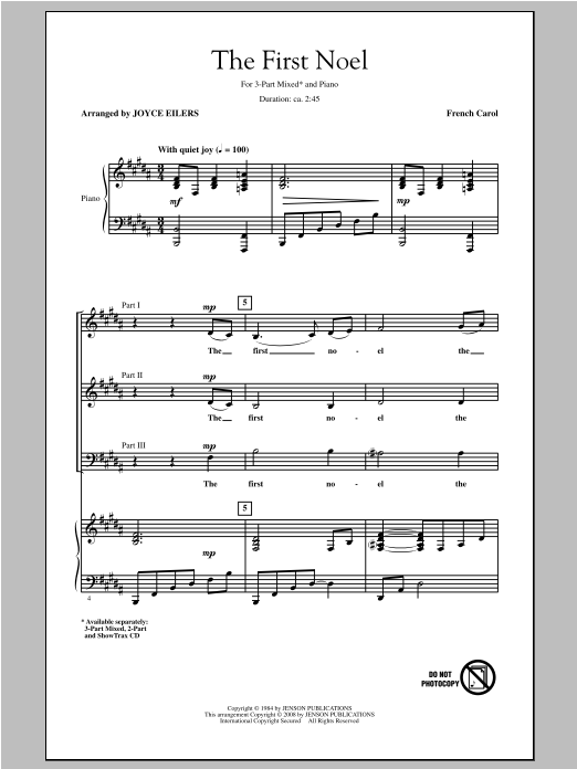 Download Traditional Carol The First Noel (arr. Joyce Eilers) Sheet Music