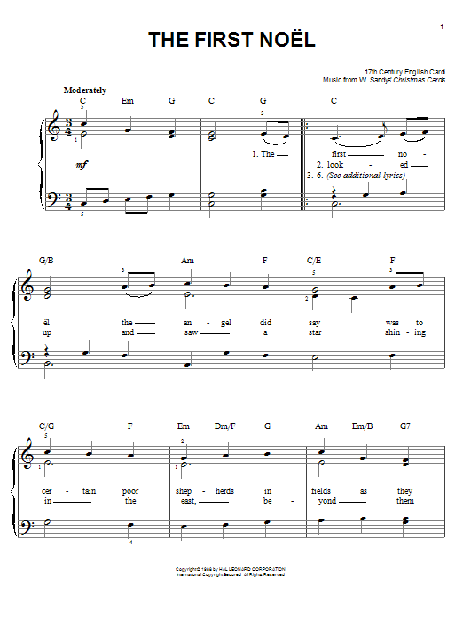 Download Traditional Carol The First Noel Sheet Music
