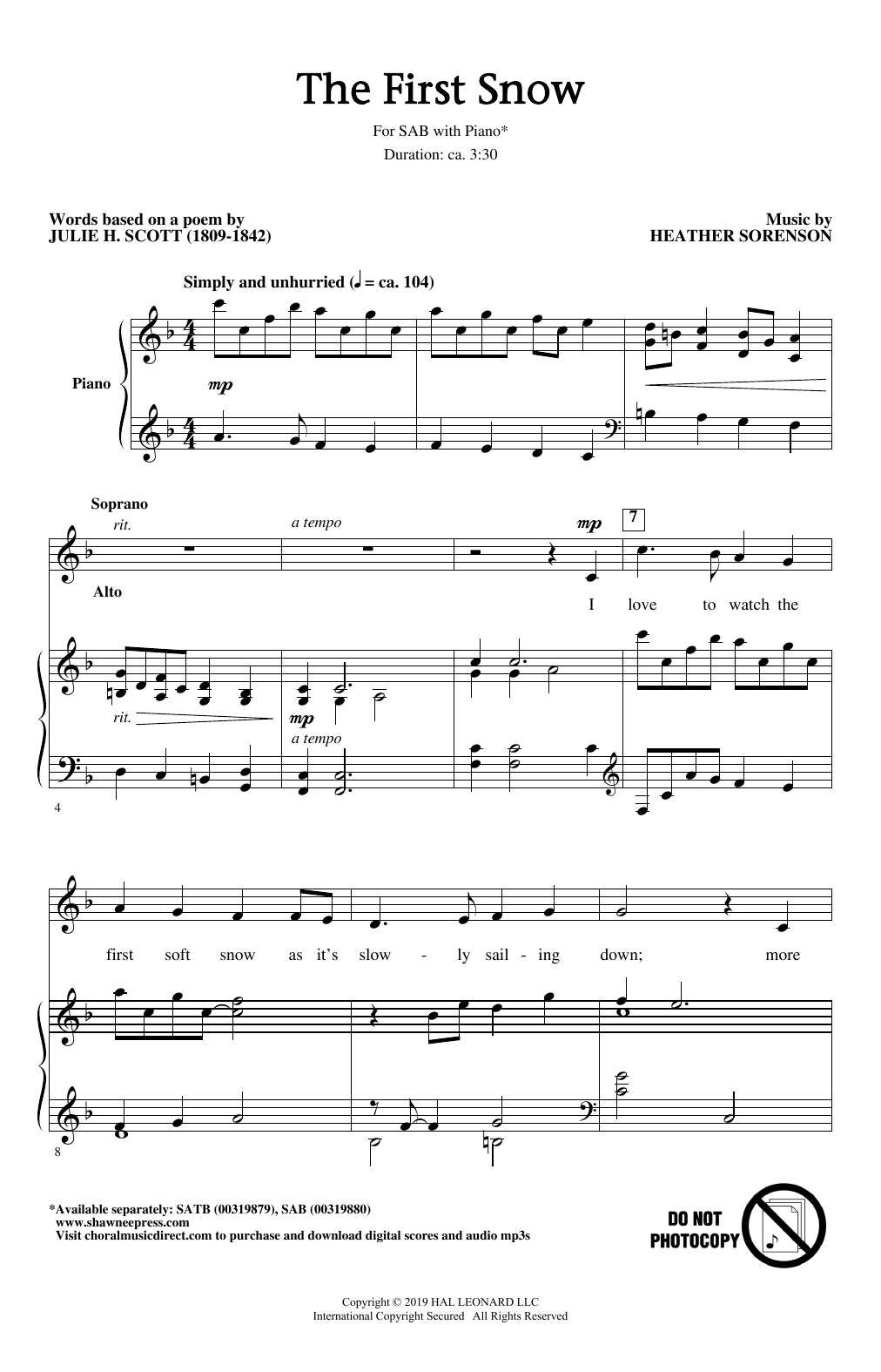 Download Heather Sorenson The First Snow Sheet Music