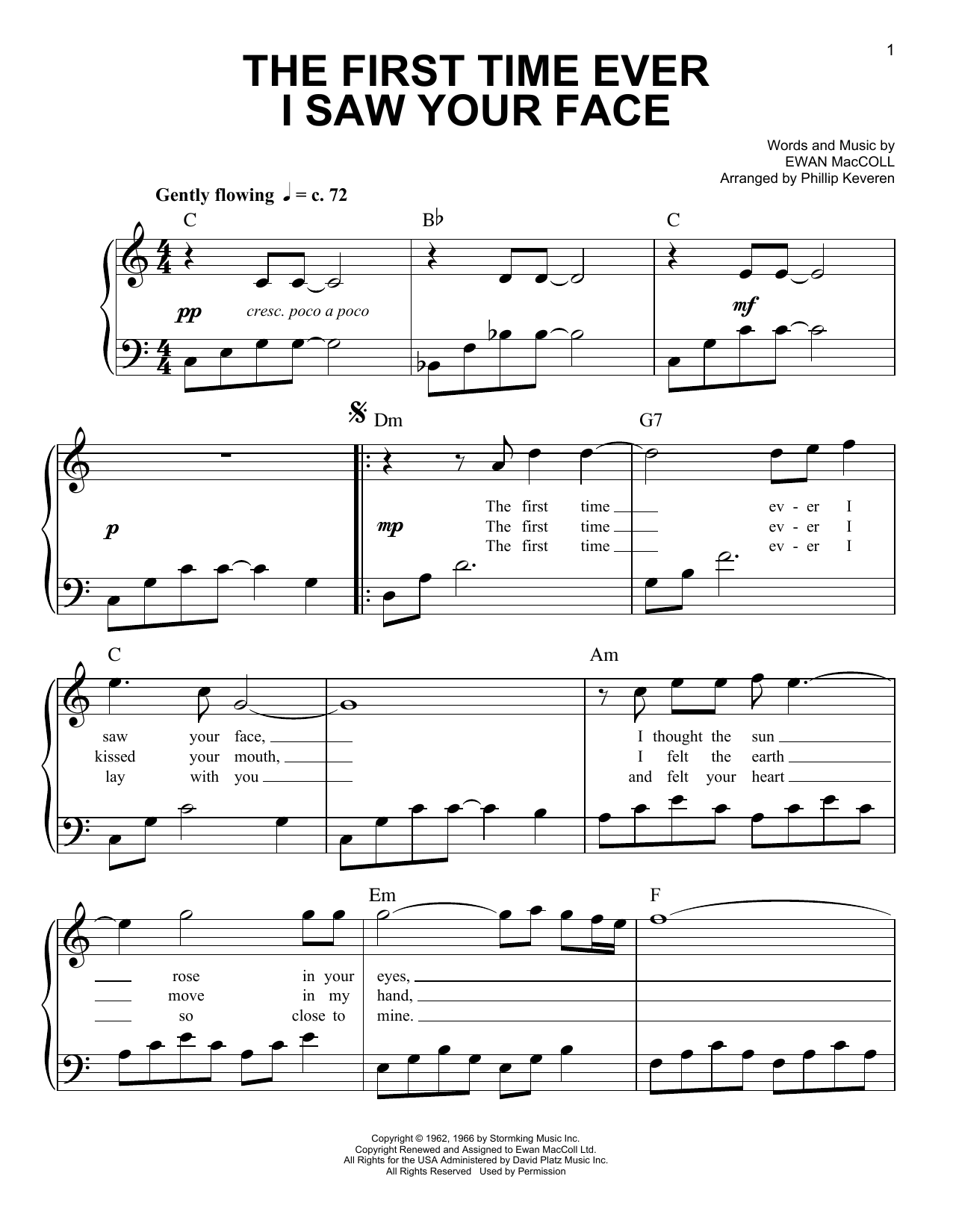 Download Roberta Flack The First Time Ever I Saw Your Face (ar Sheet Music