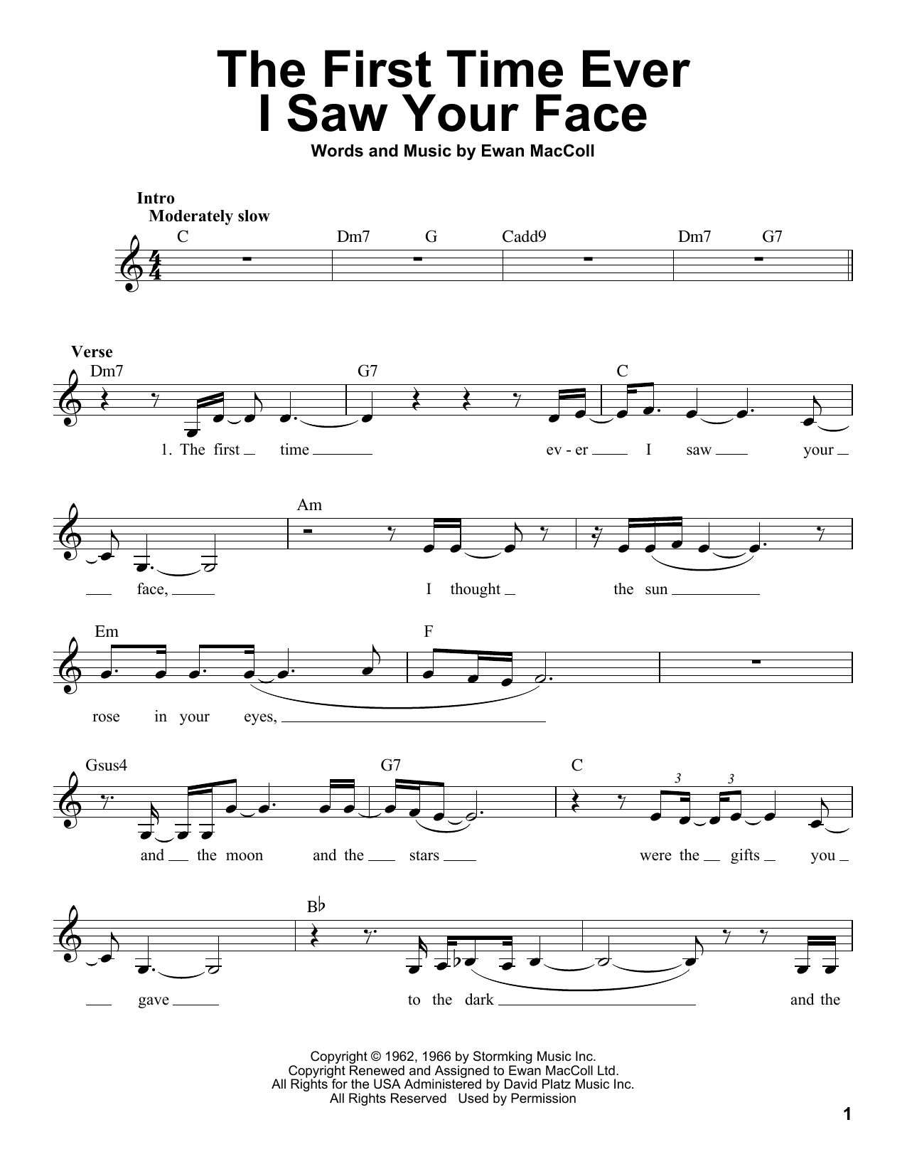 Download Roberta Flack The First Time Ever I Saw Your Face Sheet Music