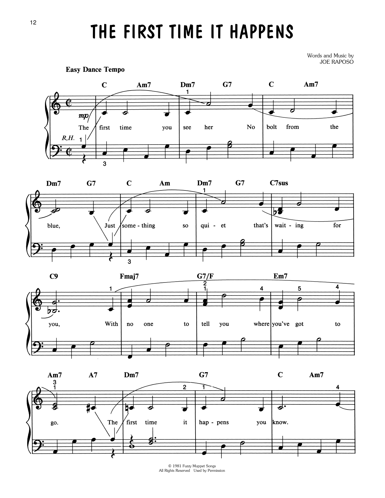 Download Joe Raposo The First Time It Happens (from The Gre Sheet Music