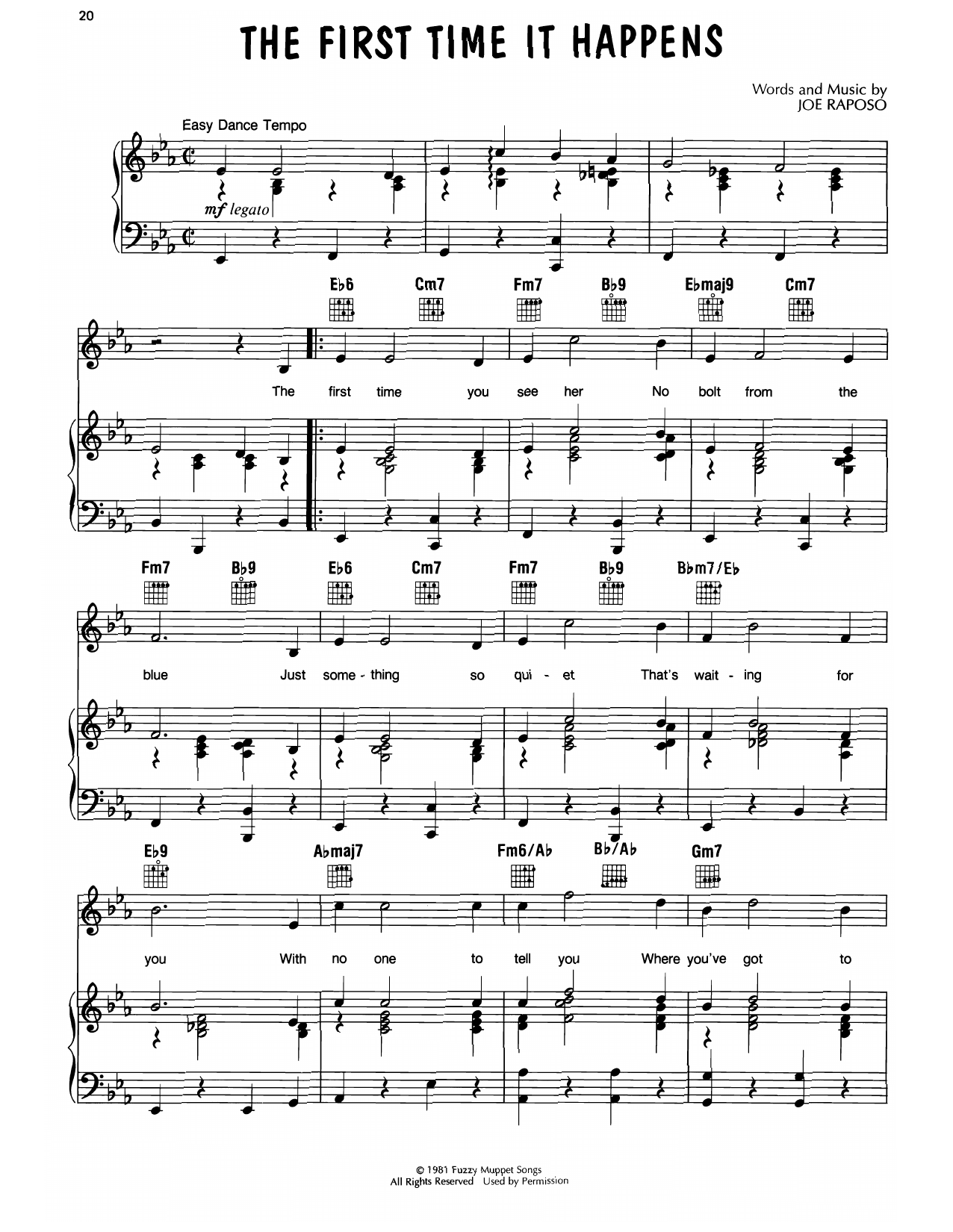 Download Joe Raposo The First Time It Happens (from The Gre Sheet Music