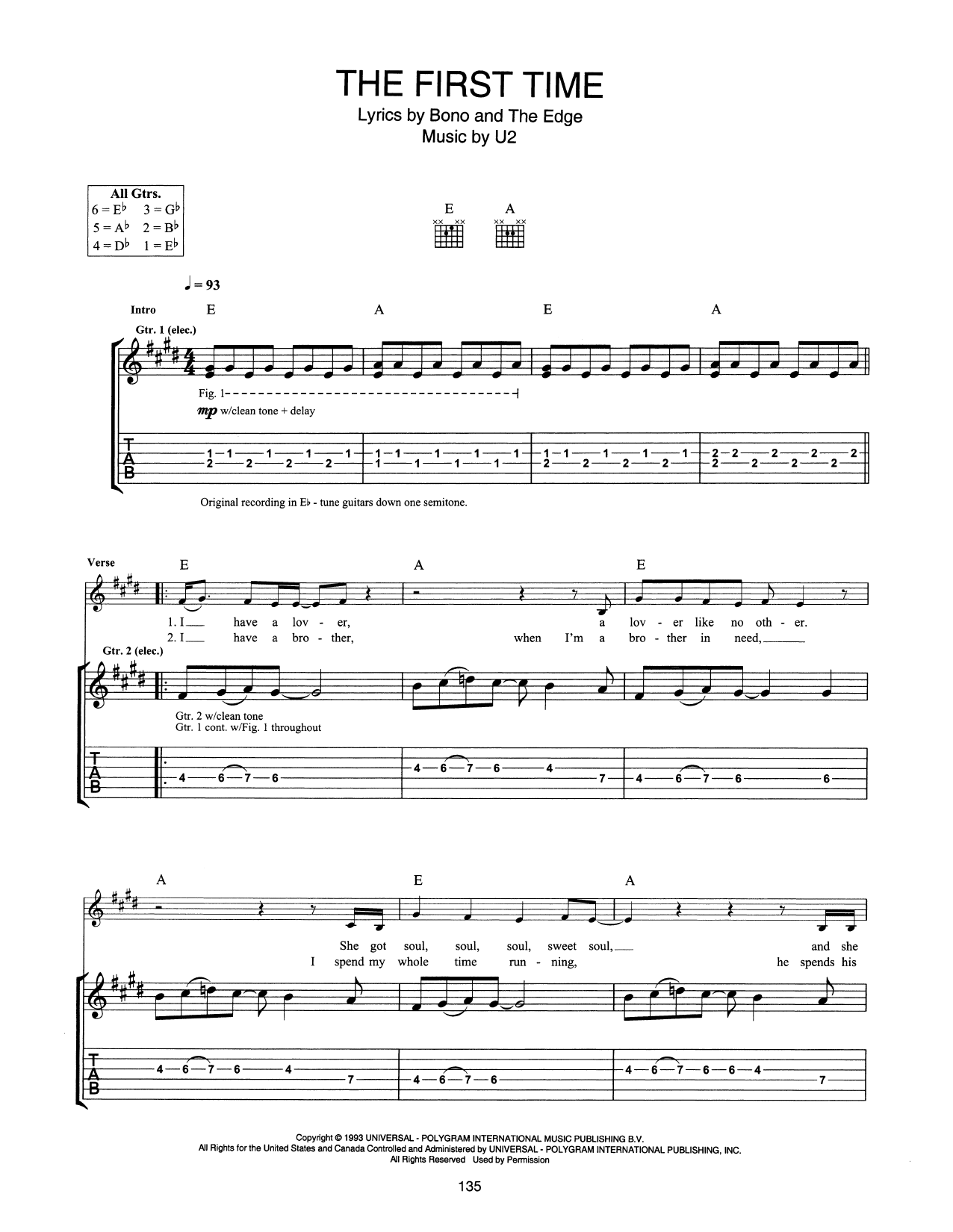 Download U2 The First Time Sheet Music