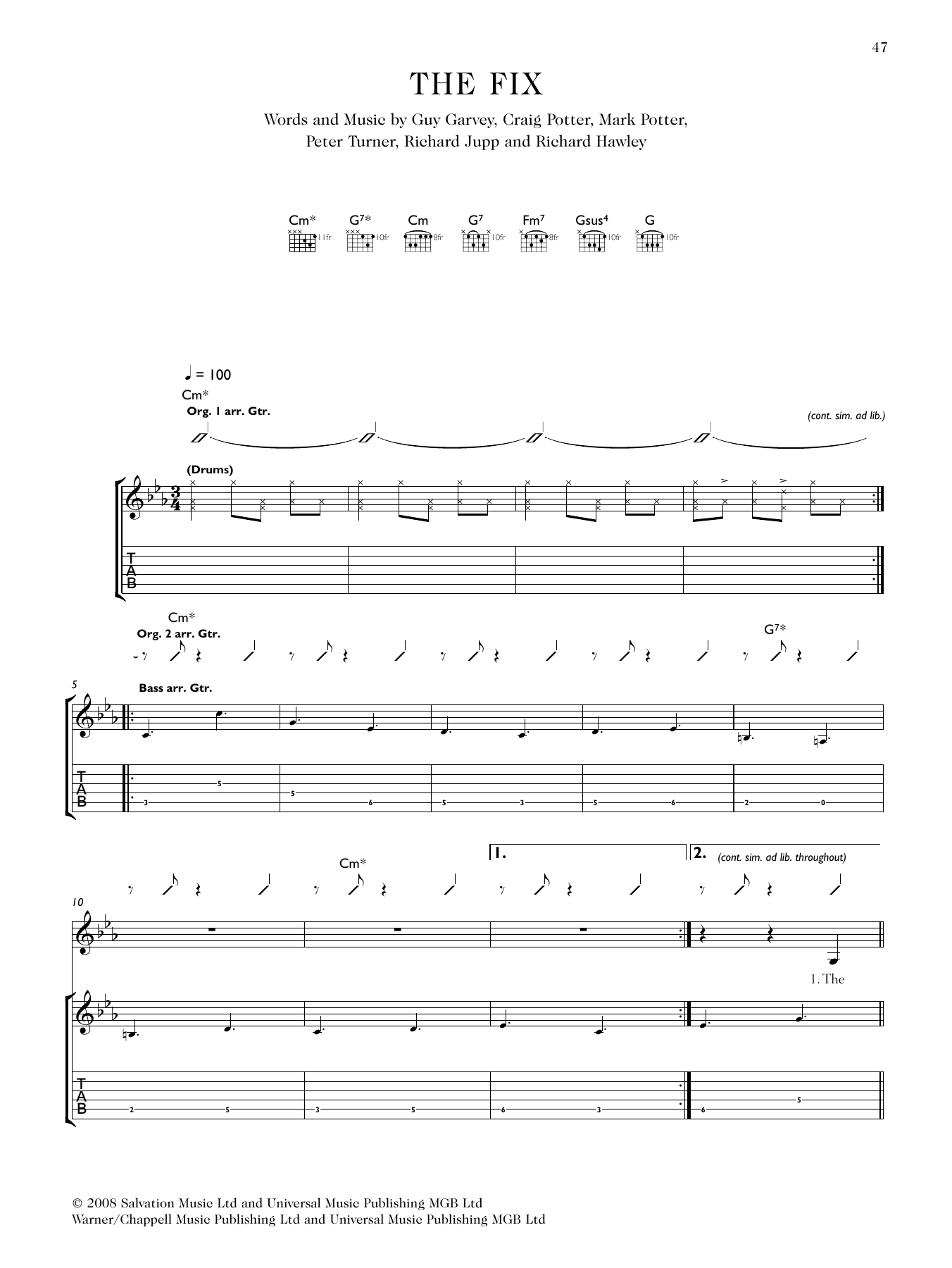 Download Elbow The Fix (featuring Richard Hawley) Sheet Music