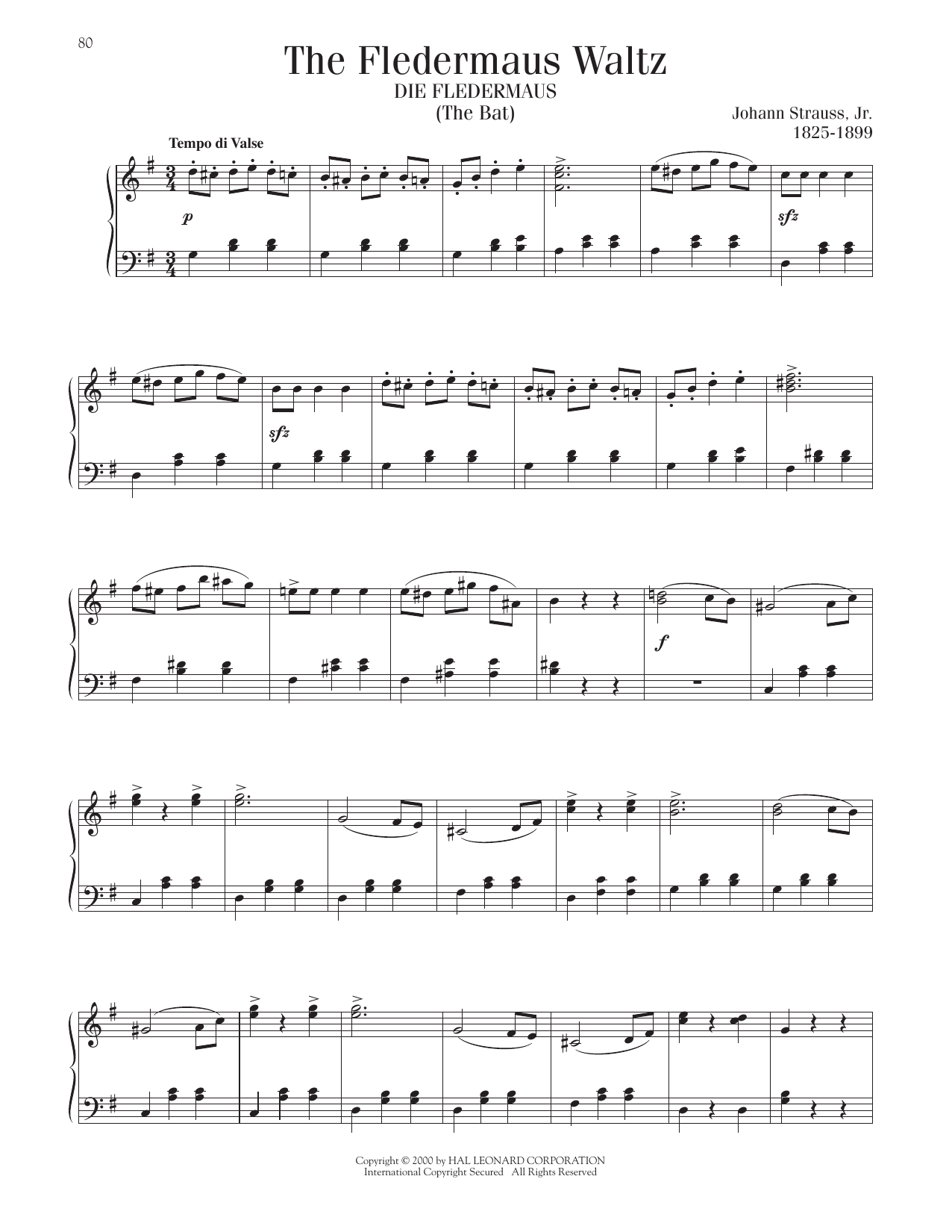Johann Strauss, Jr. The Fledermaus Waltz sheet music notes printable PDF score