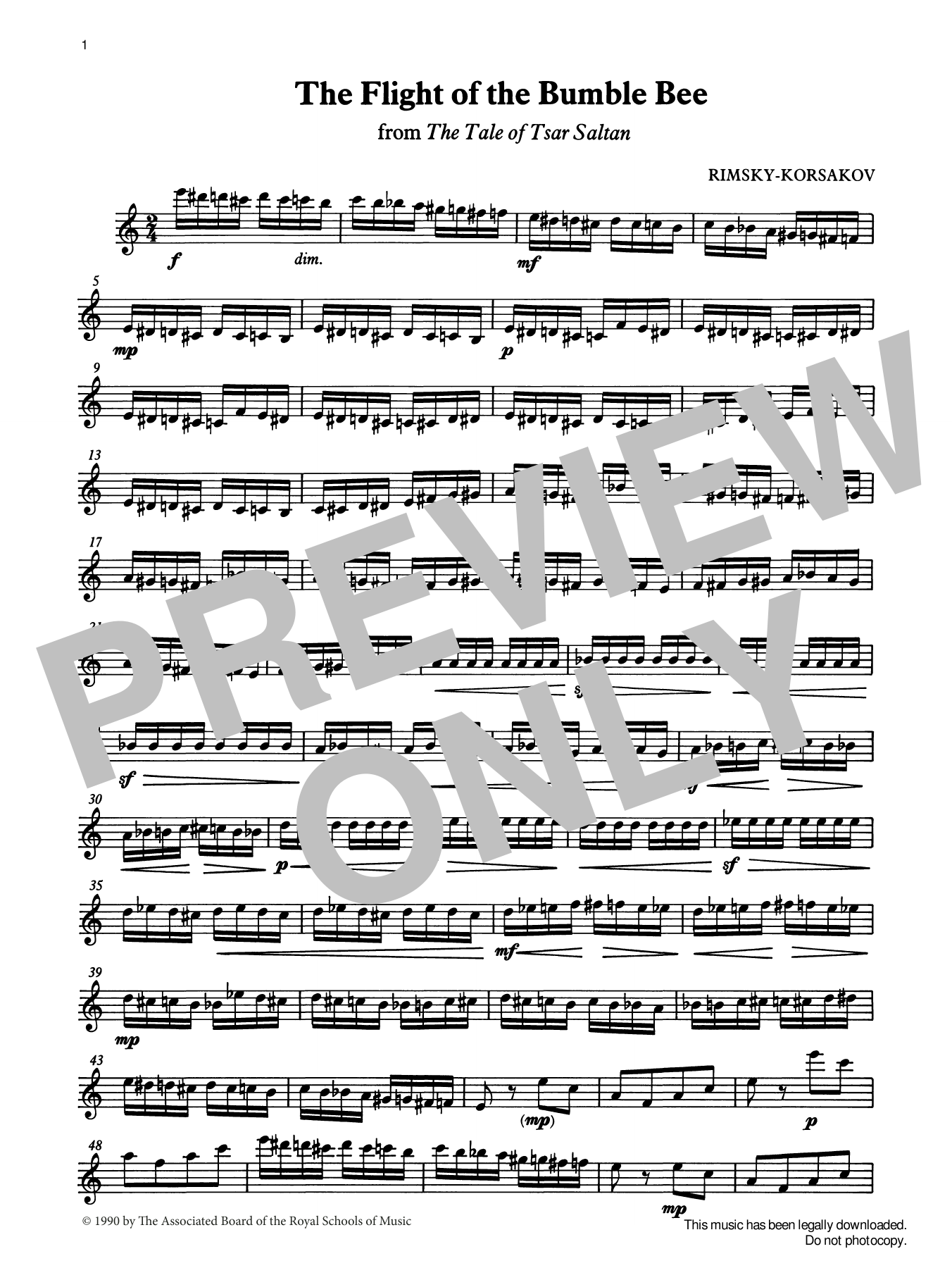 Download Nikolai Rimsky-Korsakov The Flight of the Bumble Bee from Grade Sheet Music