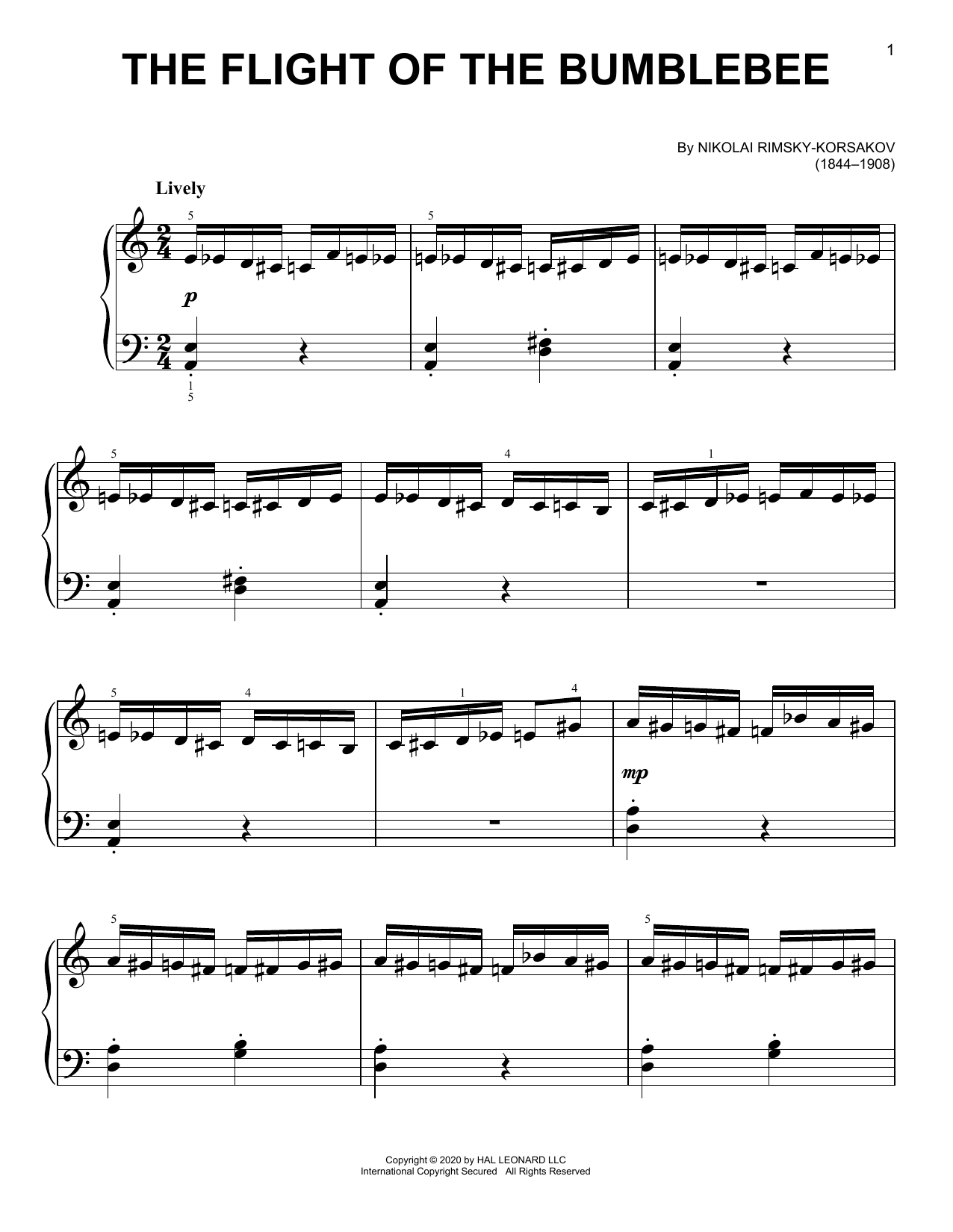 Download Nicolay Rimsky-Korsakov The Flight Of The Bumble Bee Sheet Music