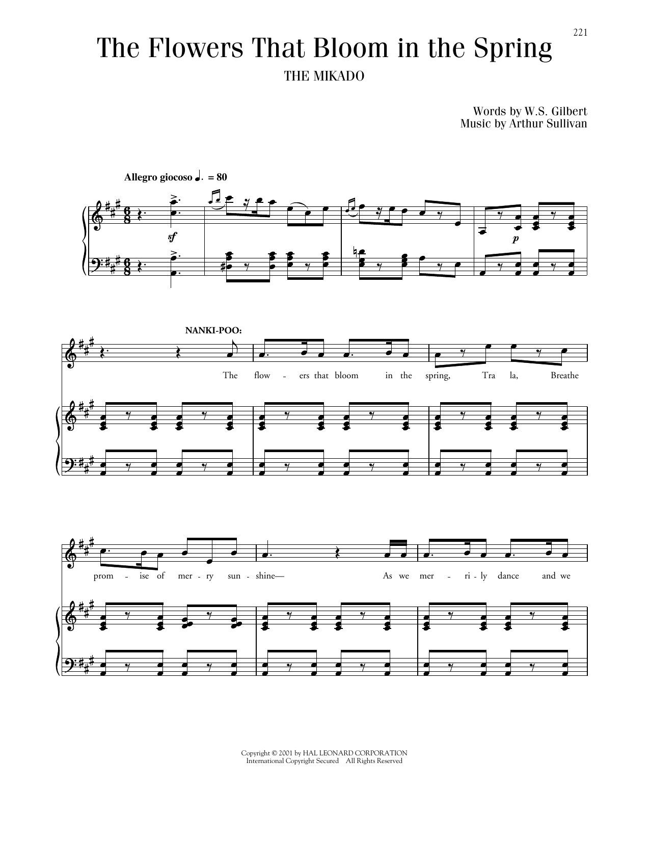 Gilbert & Sullivan The Flowers That Bloom In The Spring sheet music notes printable PDF score