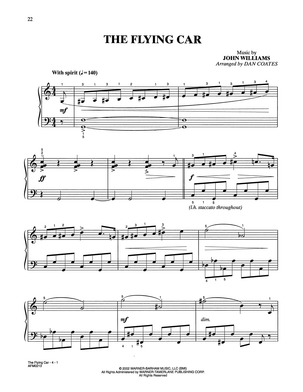 Download John Williams The Flying Car (from Harry Potter) (arr Sheet Music
