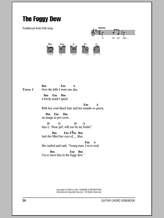 Download Irish Folksong The Foggy Dew Sheet Music