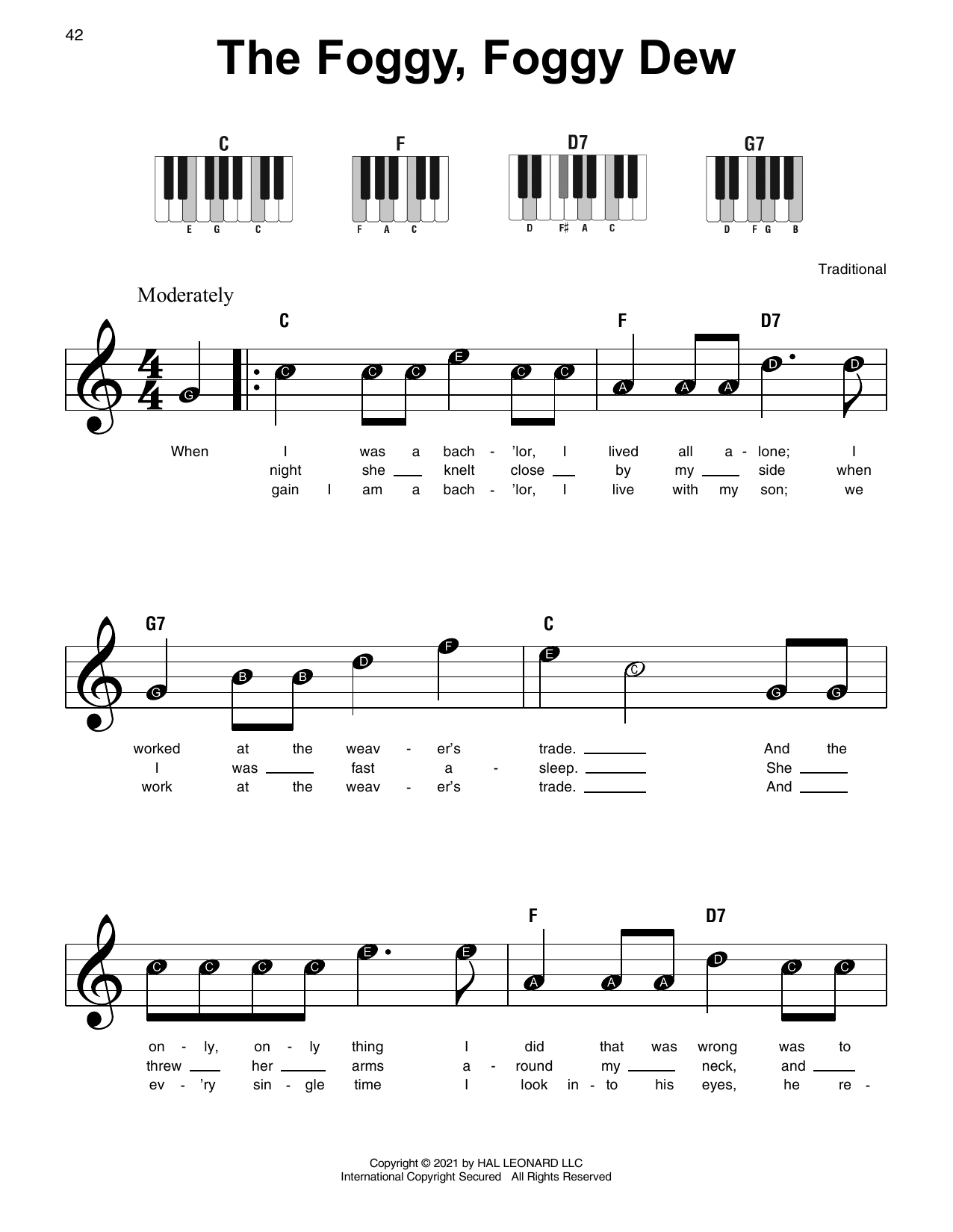 Download Traditional The Foggy, Foggy Dew Sheet Music