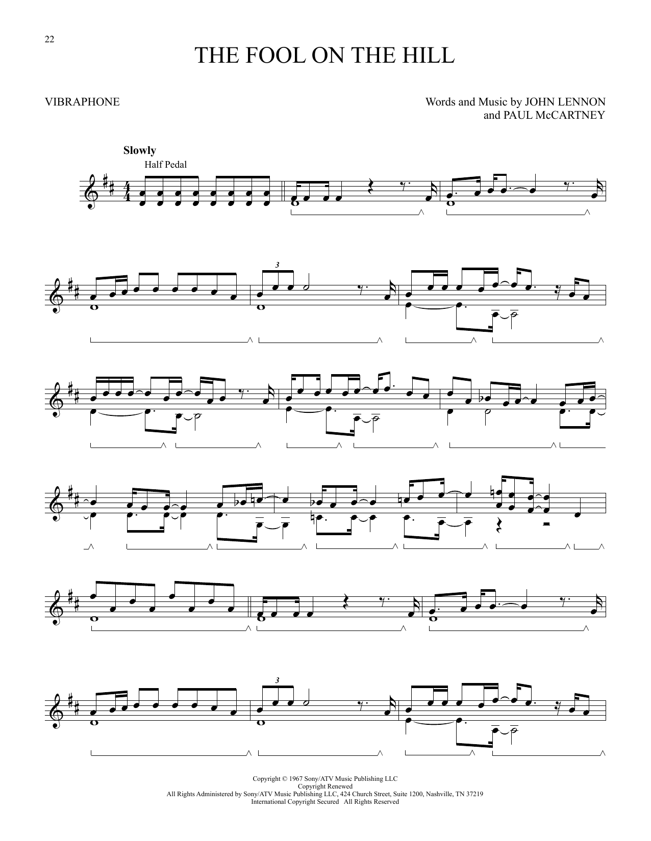 Download The Beatles The Fool On The Hill Sheet Music
