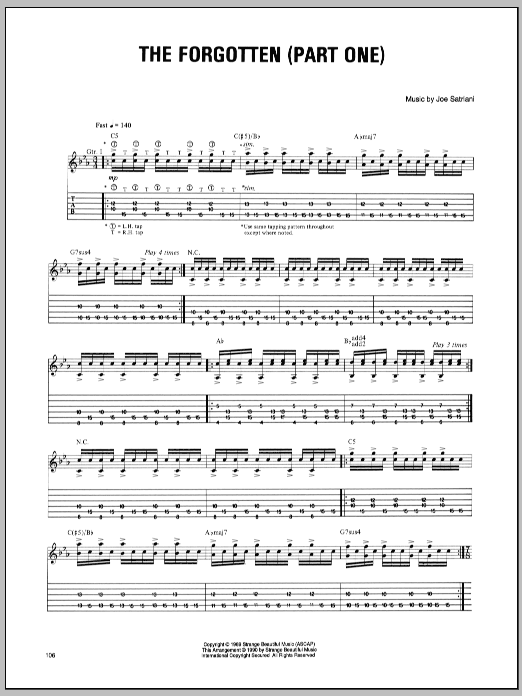 Download Joe Satriani The Forgotten (Part One) Sheet Music