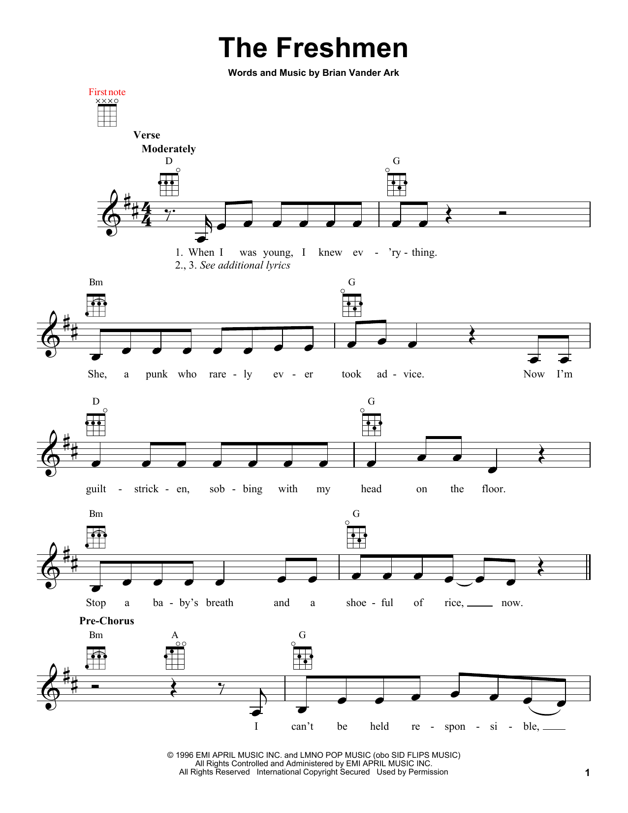 Download The Verve Pipe The Freshmen Sheet Music